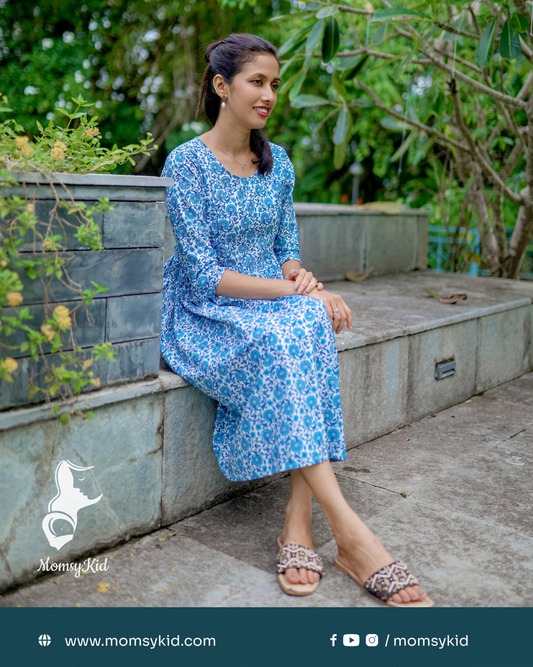 Premium cotton floral print maternity wear