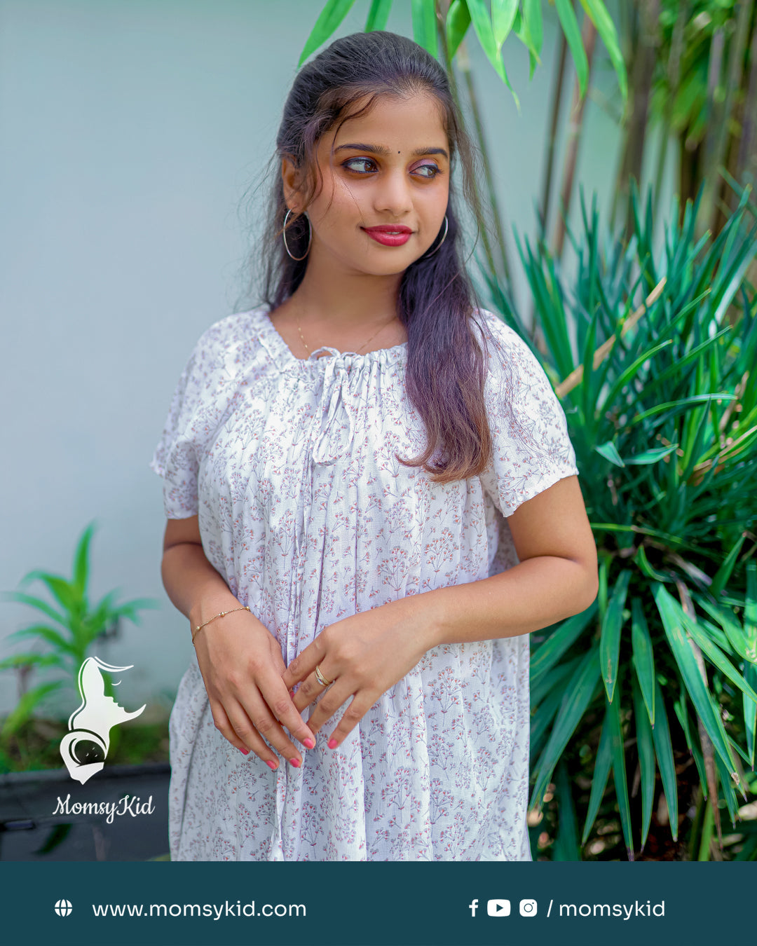 Beautiful Cotton Floral Short Top with Adjustable Neckline | MK-MW-1006