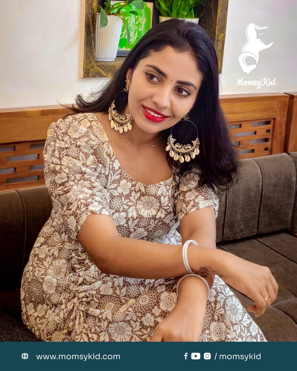 Serene Bloom - Western Maternity Wear with Abstract Floral Print | MK-MW-1026