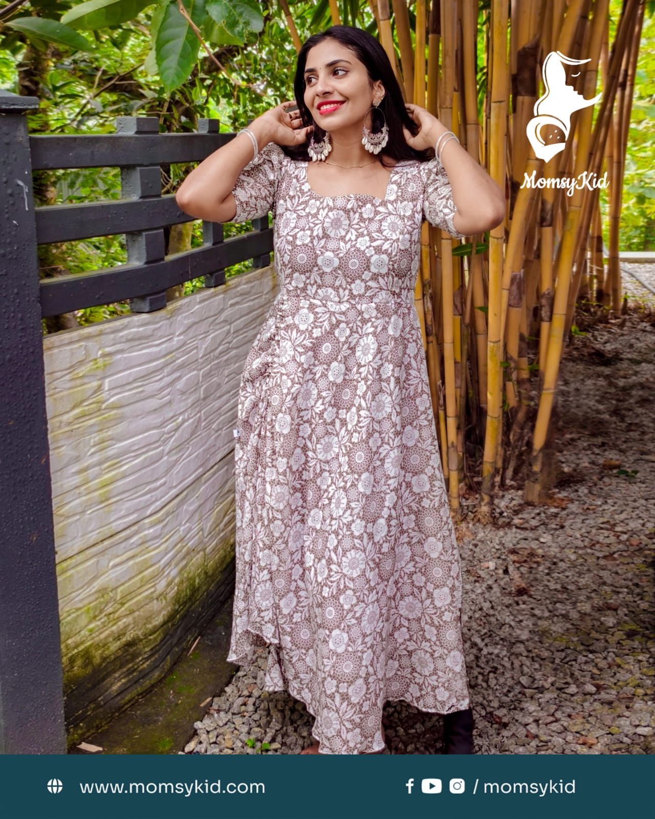 Serene Bloom - Western Maternity Wear with Abstract Floral Print | MK-MW-1026