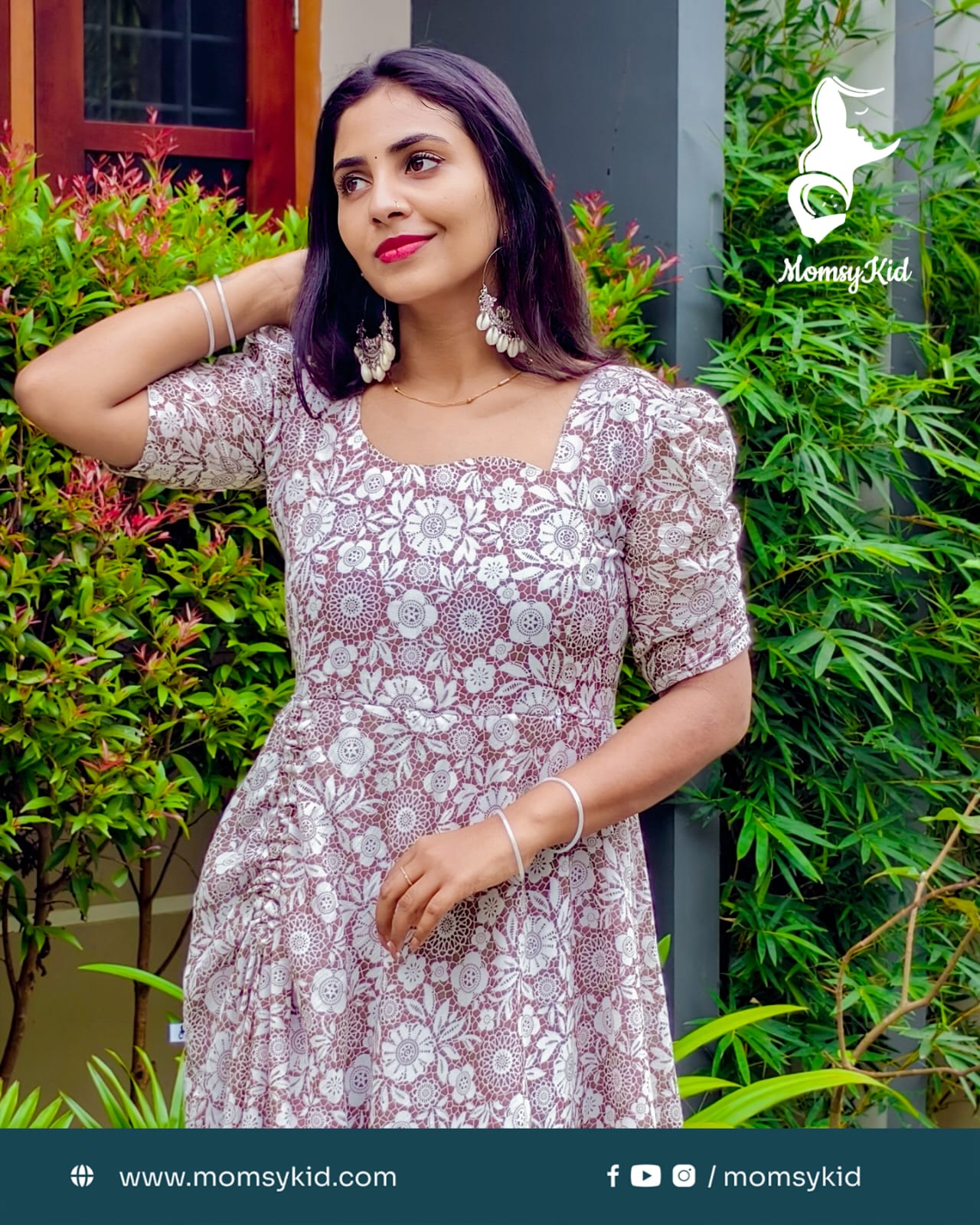 Serene Bloom - Western Maternity Wear with Abstract Floral Print | MK-MW-1026