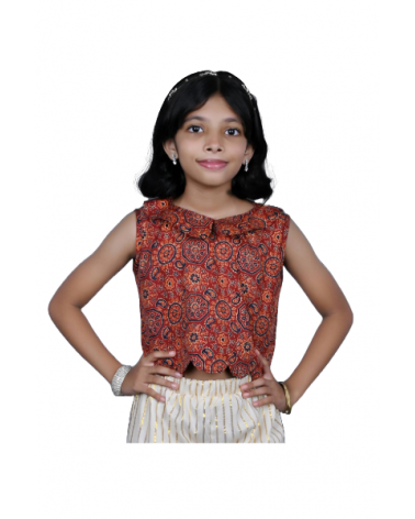 Ajarak cotton Material top with peter pan collar and skirt