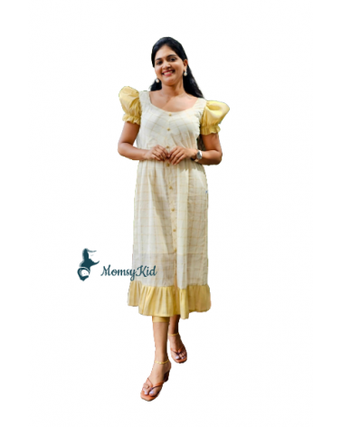 Golden Kasavu Cotton Check design Western wear