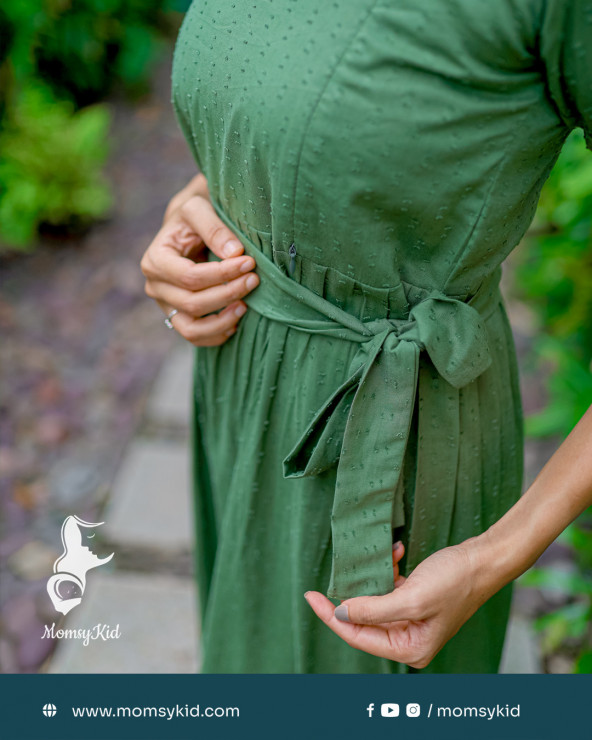 Olive green butta cotton with hacoba peter pan collar