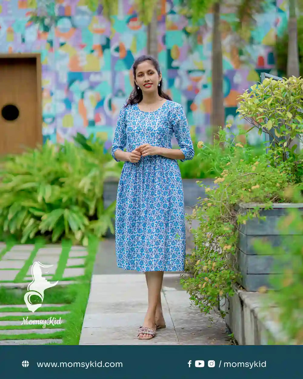 Premium cotton floral print maternity wear