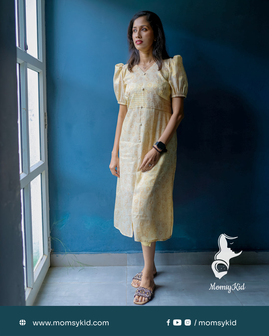 Golden Kasavu Peacock Western Wear With Pin Tucks