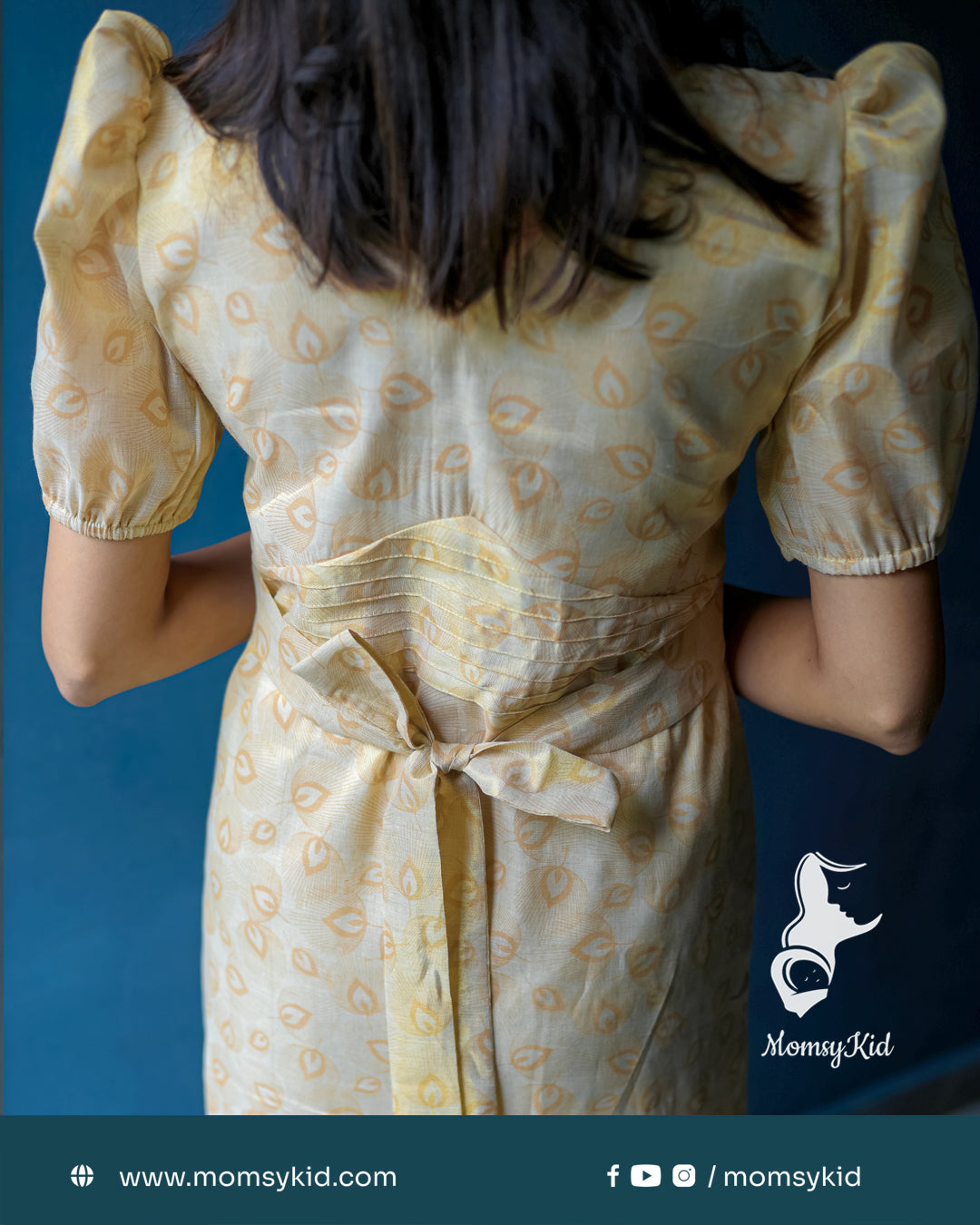 Golden Kasavu Peacock Western Wear With Pin Tucks