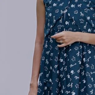 Animal Print Irish Blue Midi Length Dress with attached Overcoat