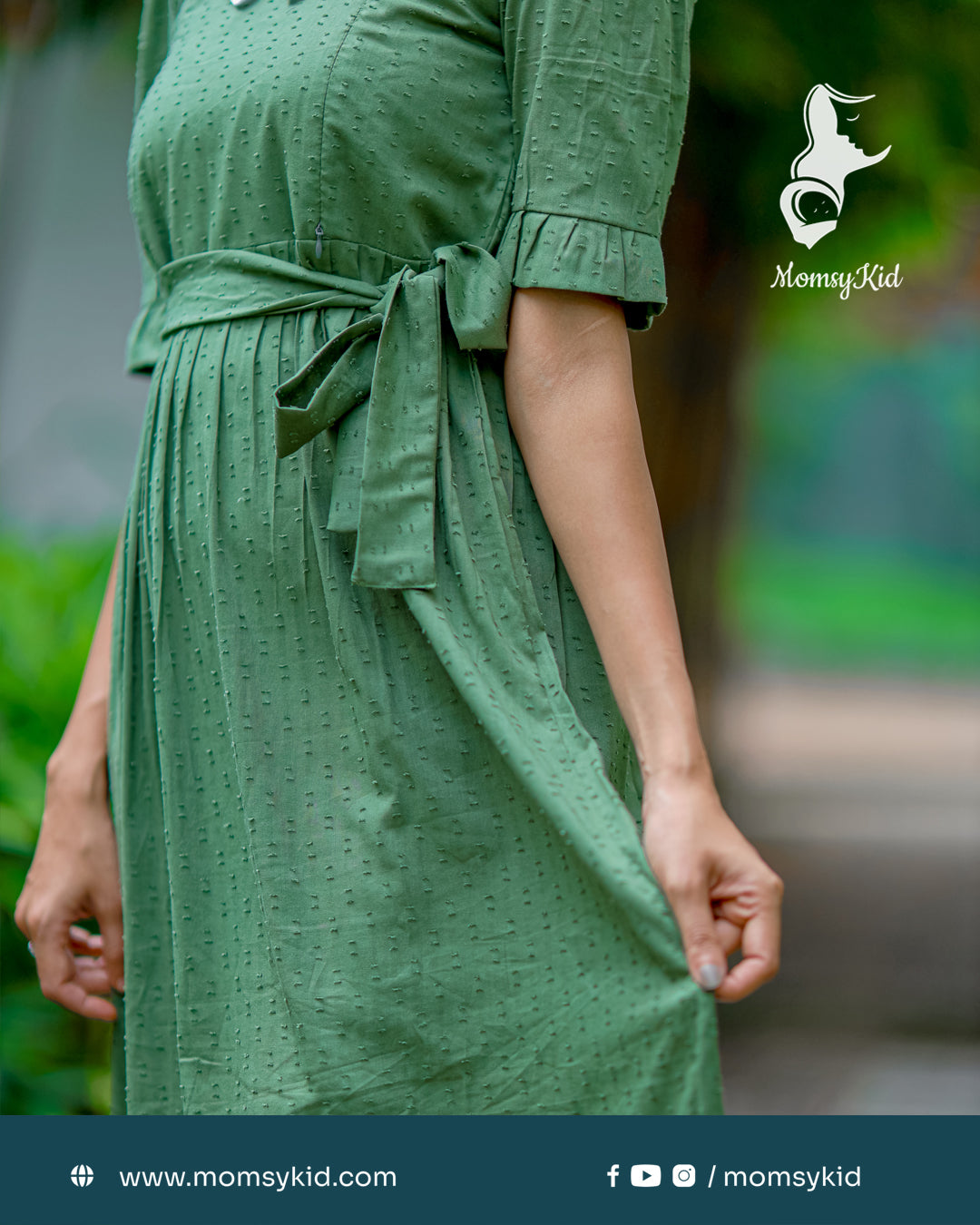 Olive Green Butta Cotton with Hacoba Peter Pan Collar