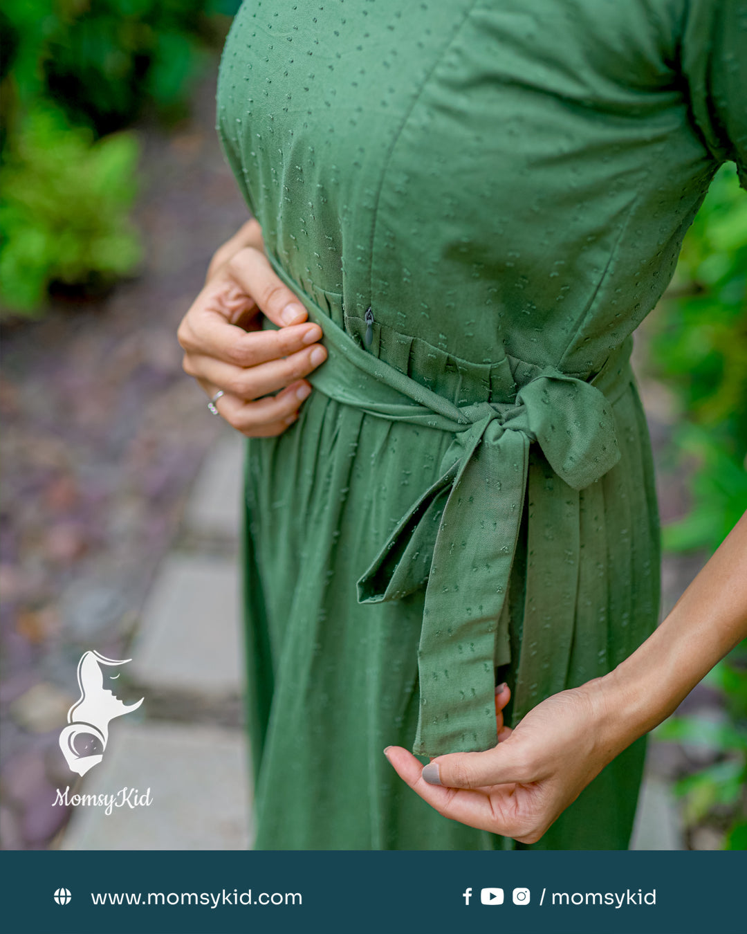 Olive Green Butta Cotton with Hacoba Peter Pan Collar