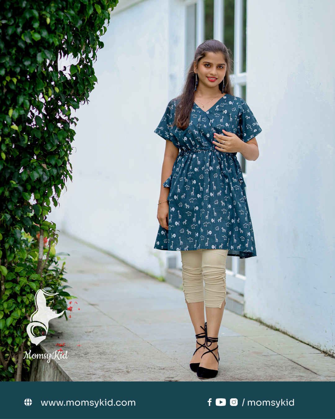 Animal Print Irish Blue Short Length One Cut Dress | MK-MW-1003