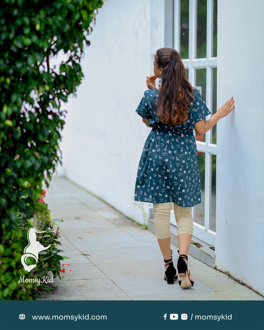 Animal Print Irish Blue Short Length One Cut Dress | MK-MW-1003