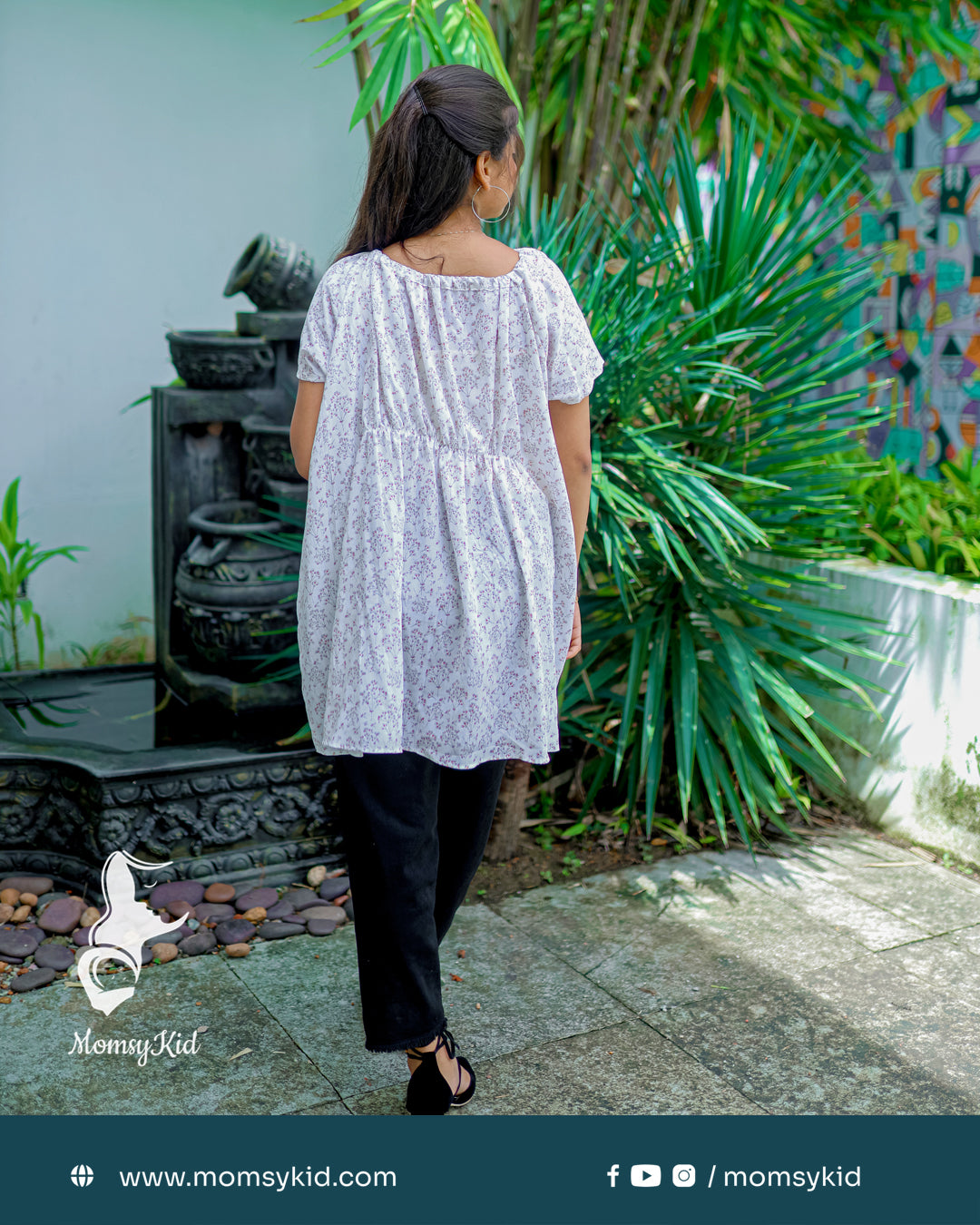 Beautiful Cotton Floral Short Top with Adjustable Neckline | MK-MW-1006