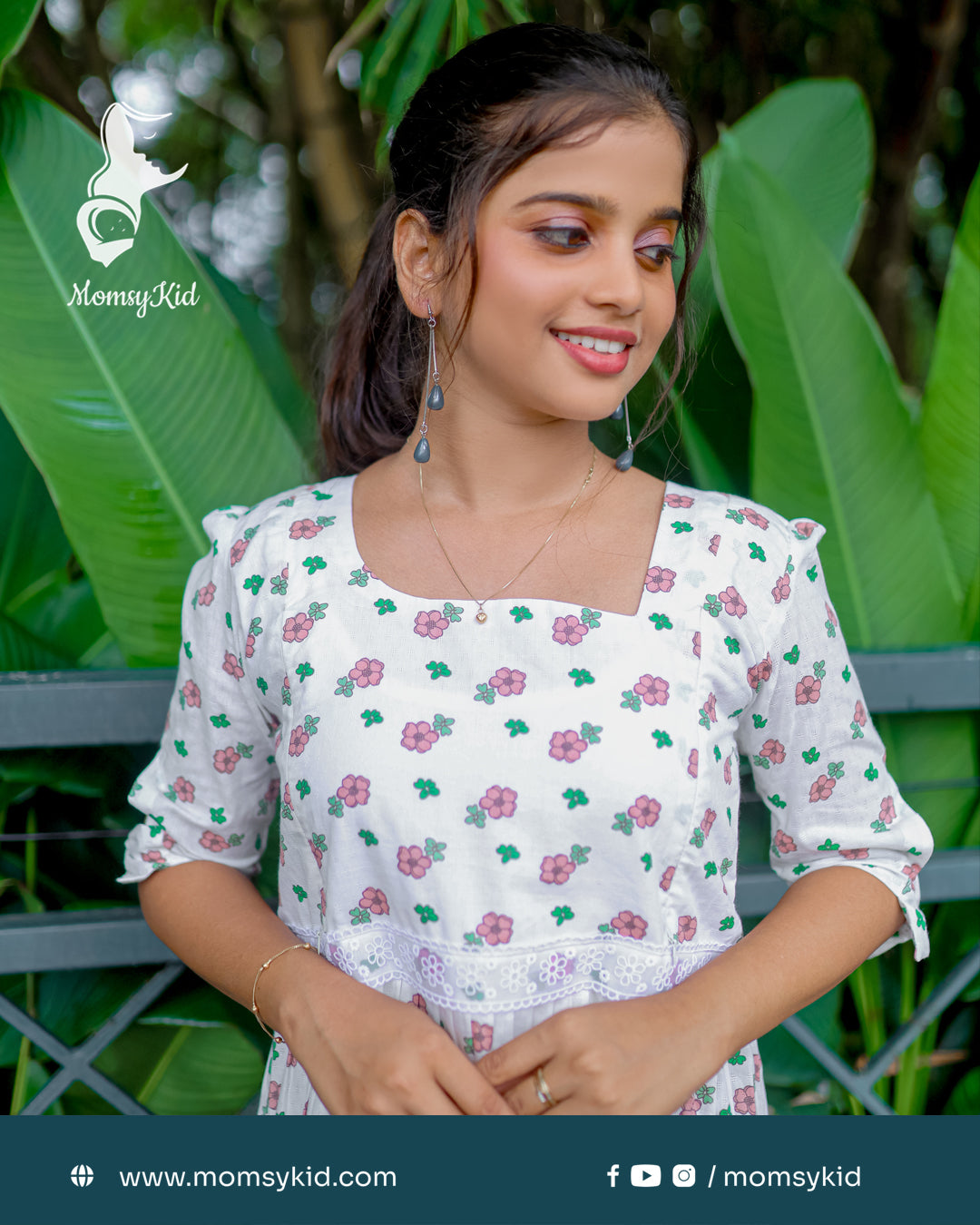 Garden Themed Beautiful White Dress with Lace and Asymmetric Neckline