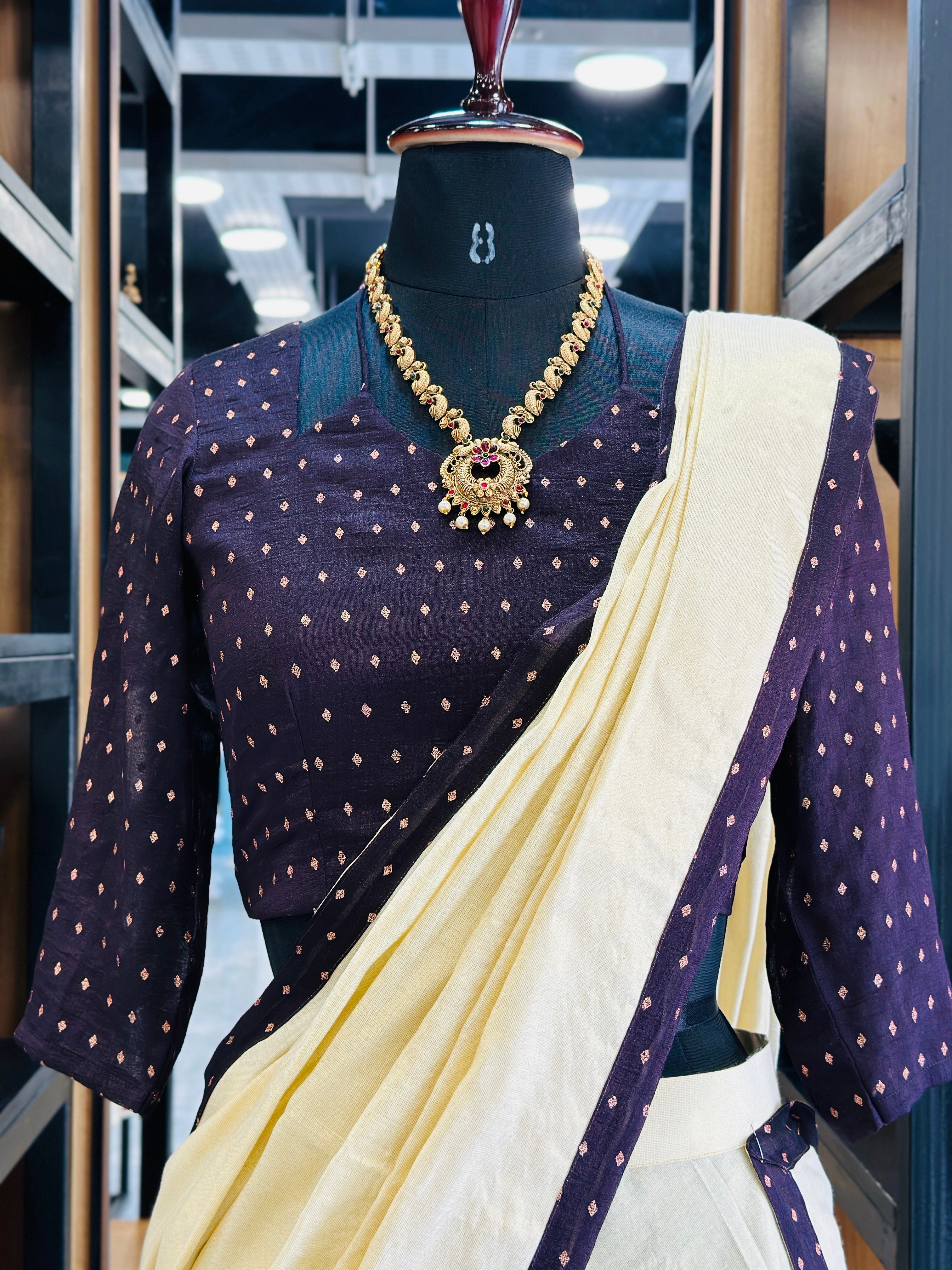 Traditional Dhavani Set (Dark Purple)