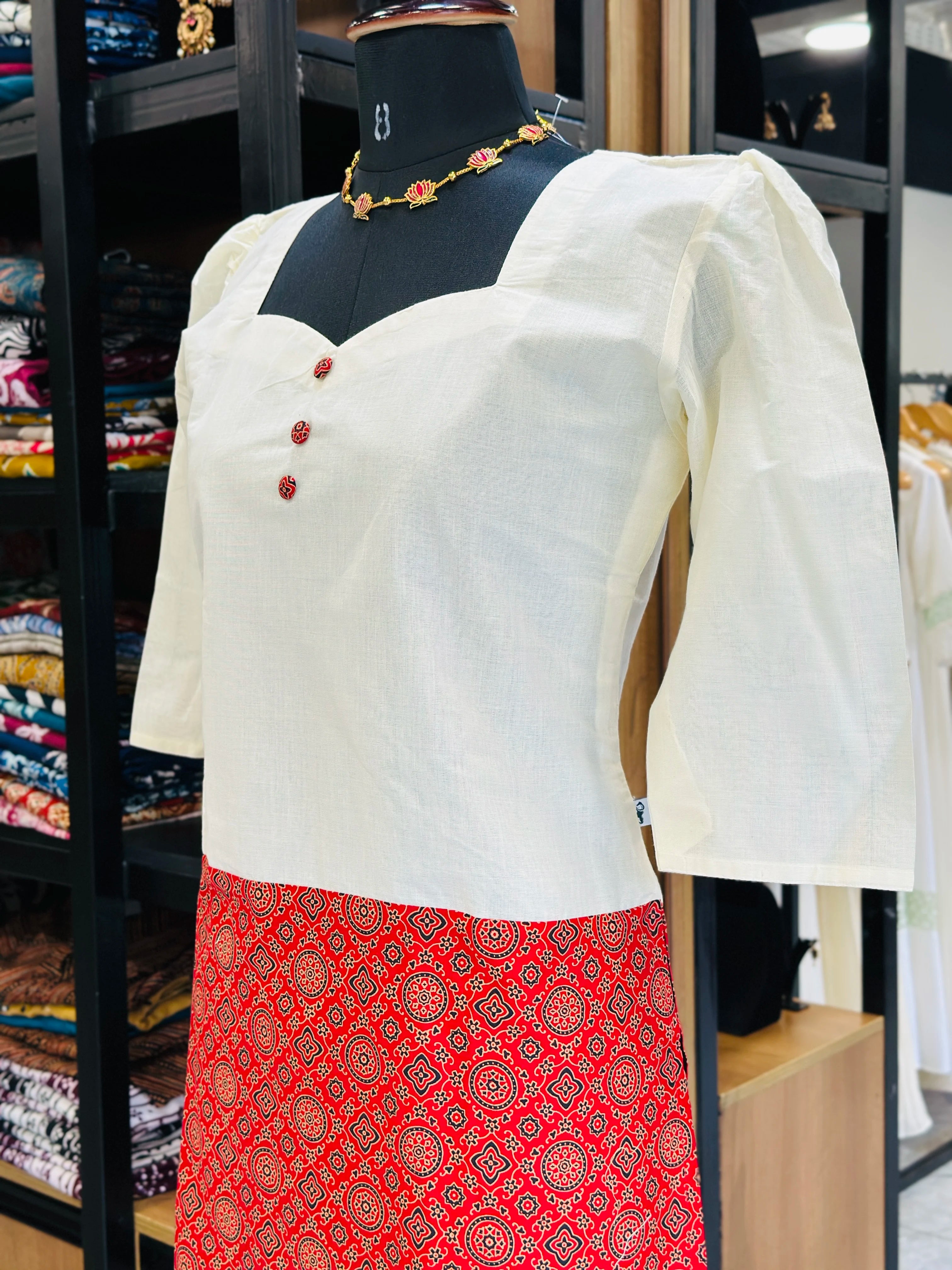 Cotton Ajrak Festive Wear Top