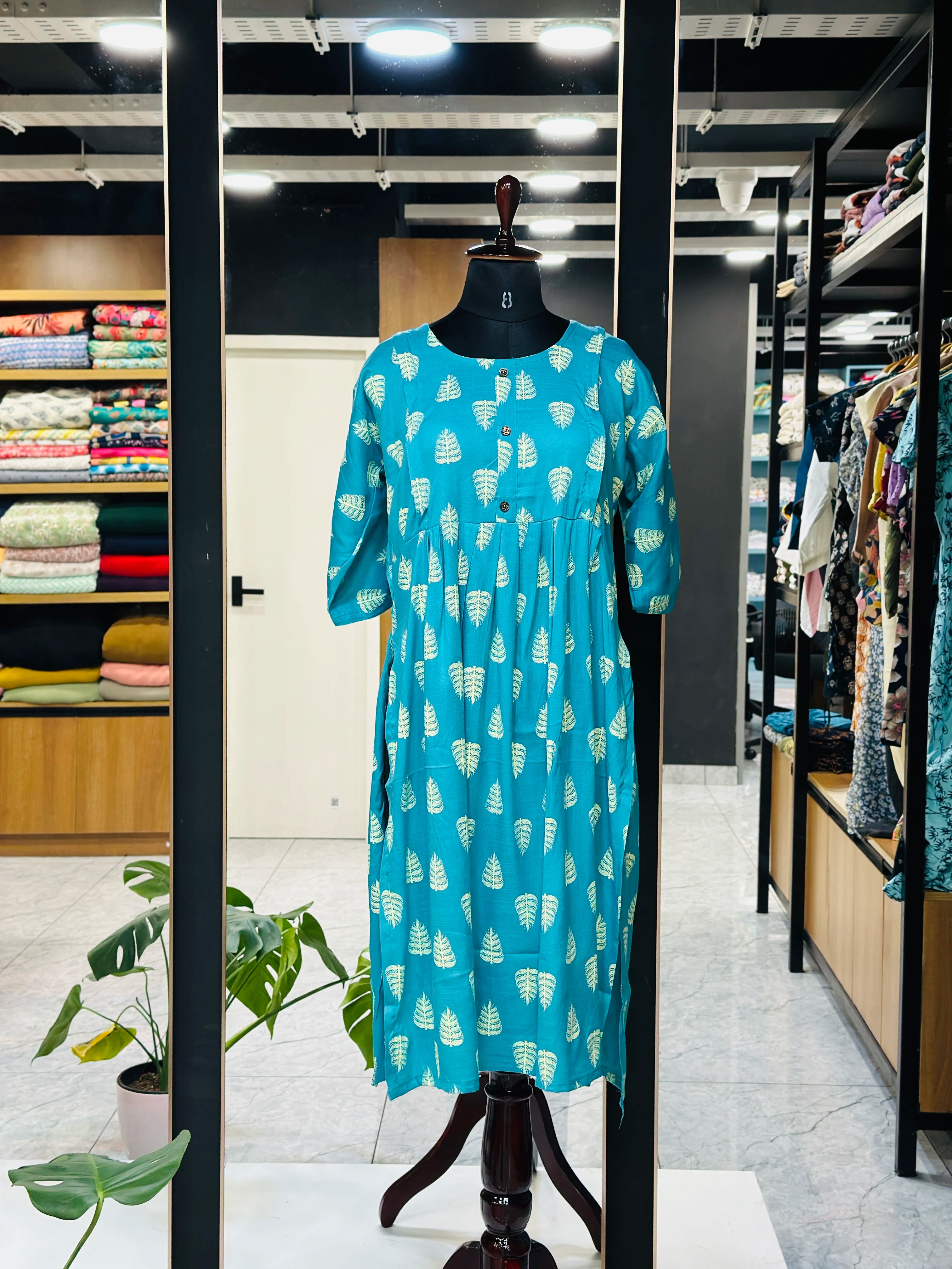 Front Gathered Silted Maternity Kurti | MK-MW-1051