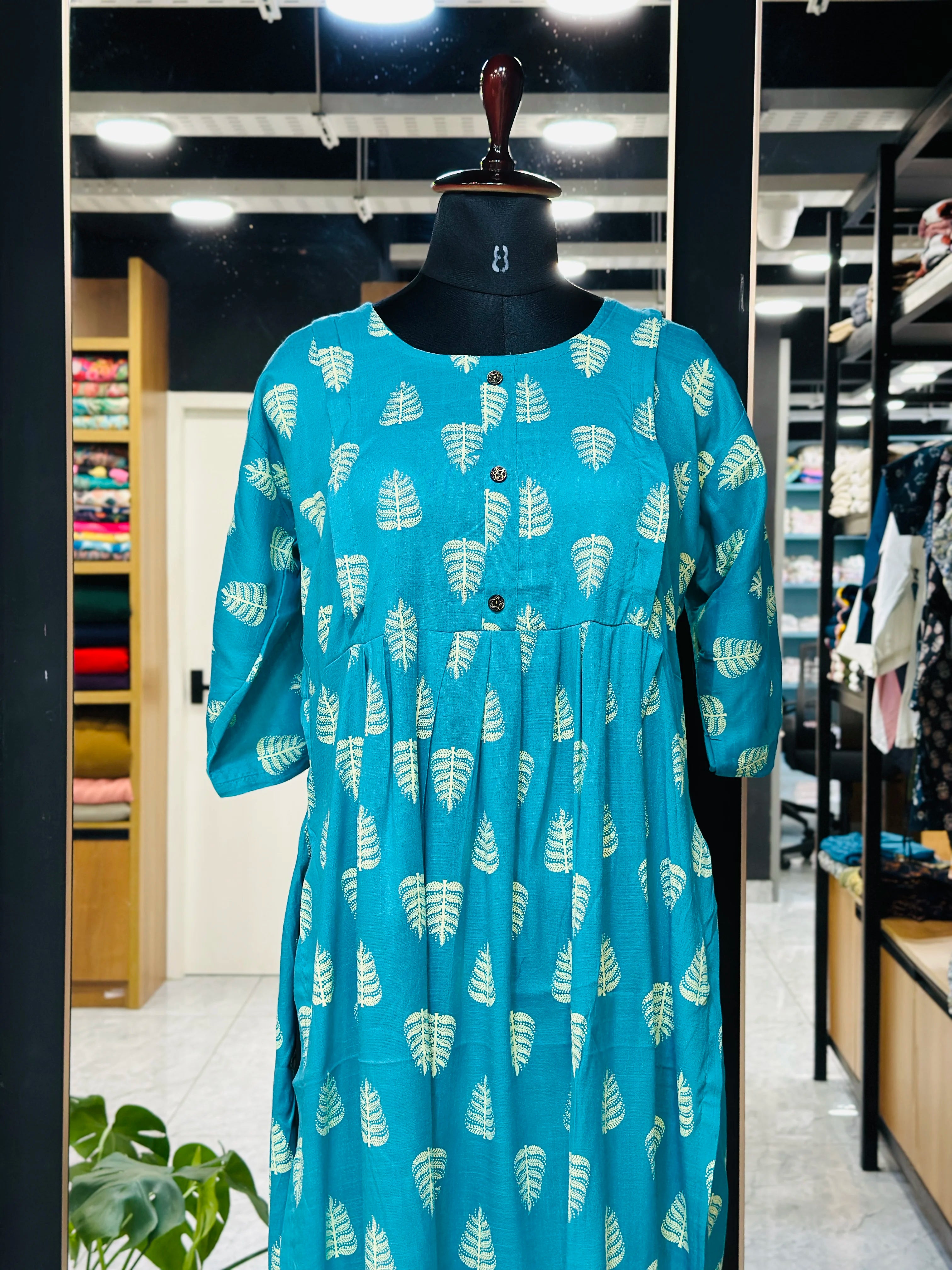 Front Gathered Silted Maternity Kurti | MK-MW-1051