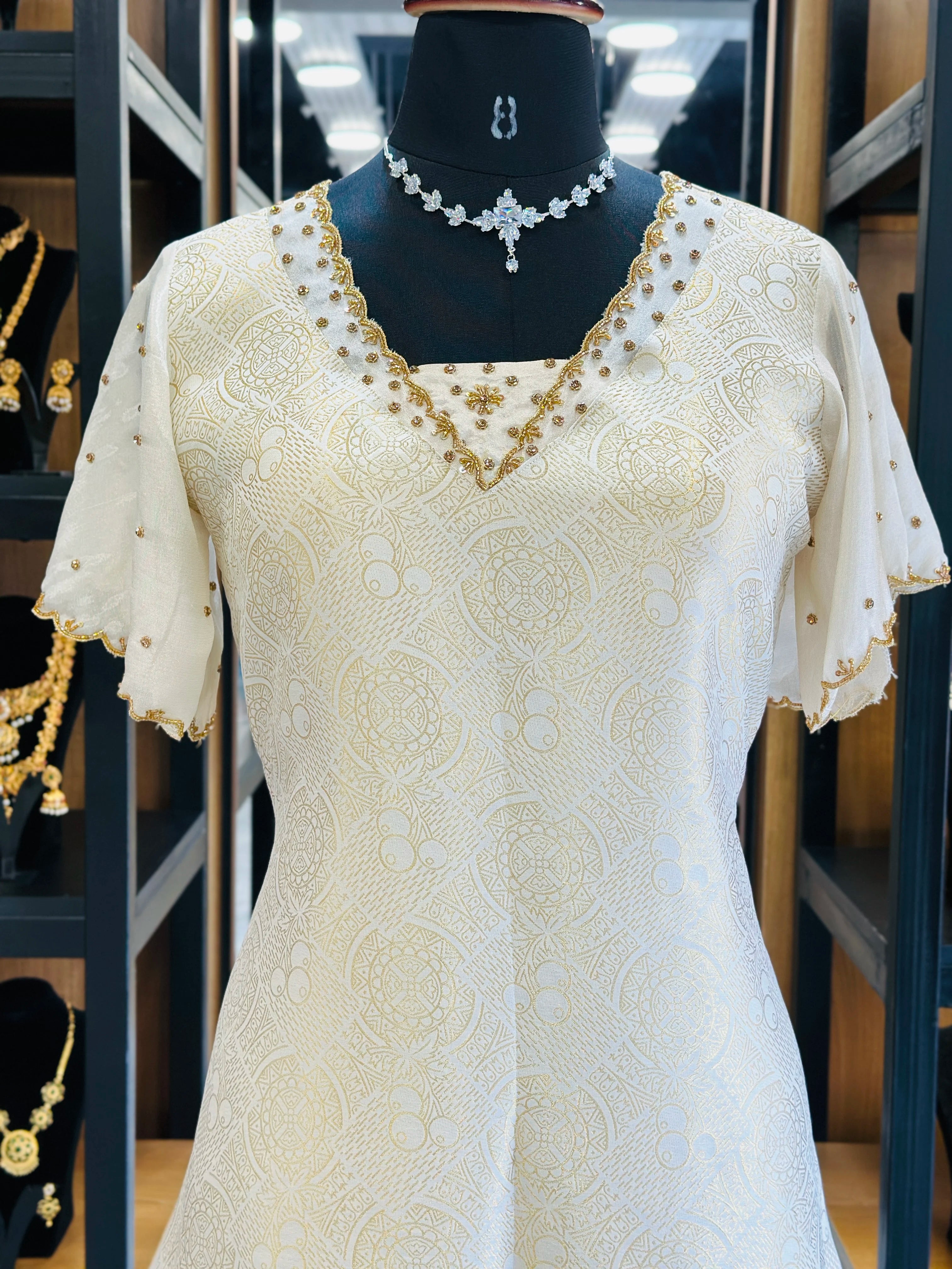 A Line Top Tissue Organza Top With Scalloped Umbrella  Sleeve
