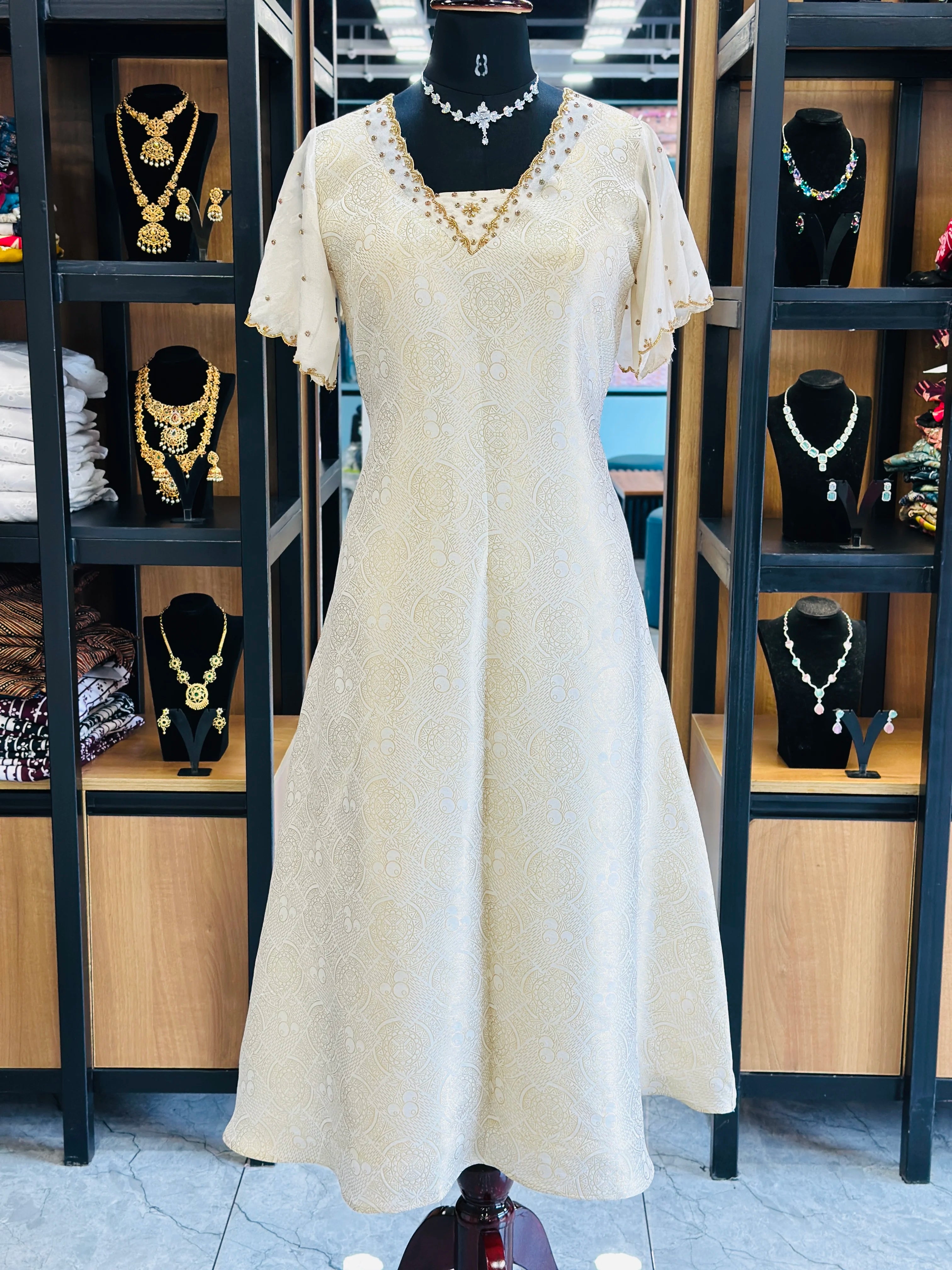 A Line Top Tissue Organza Top With Scalloped Umbrella  Sleeve
