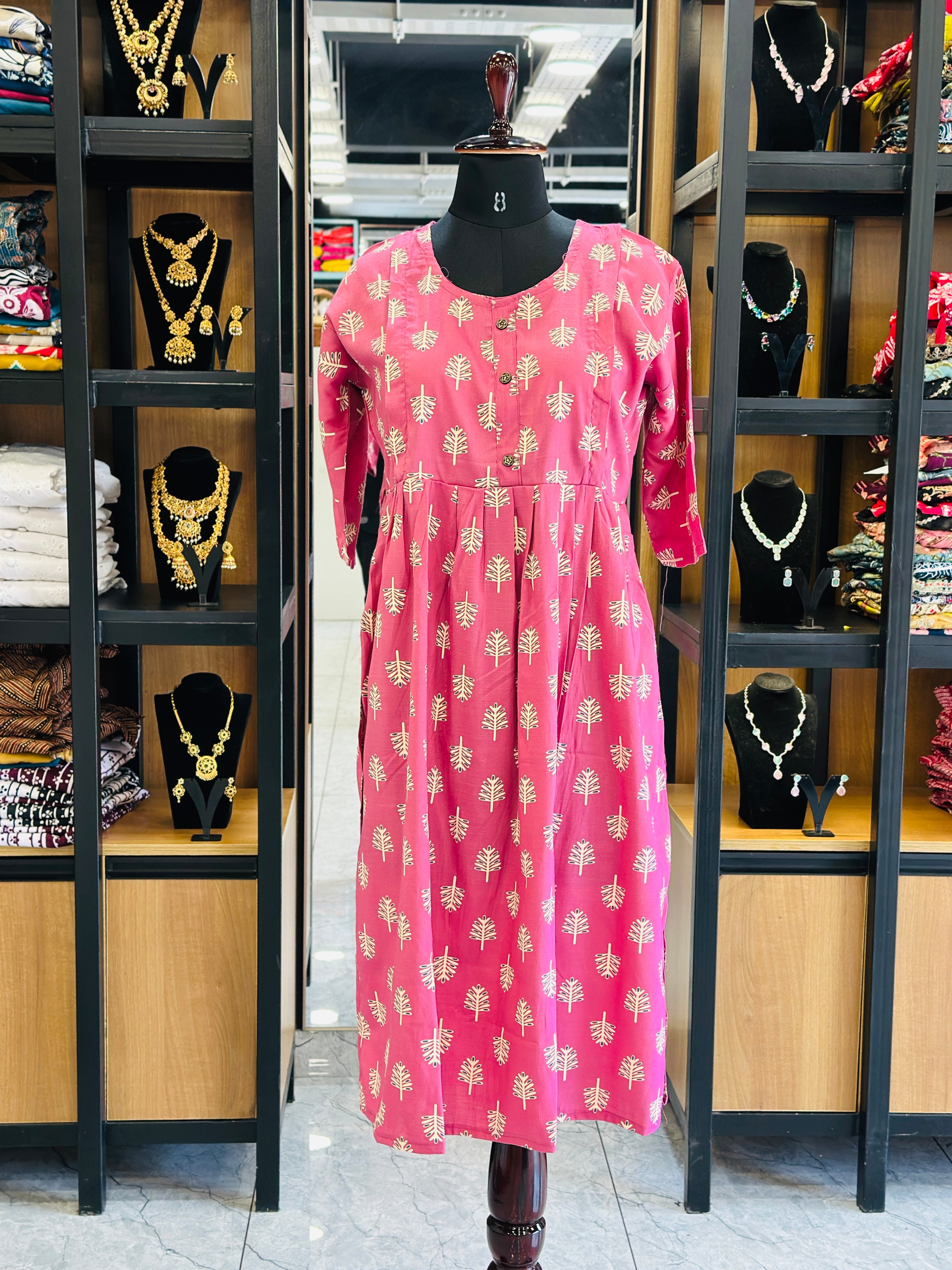 Front Gathered Silted Maternity Kurti | MK-MW-1053