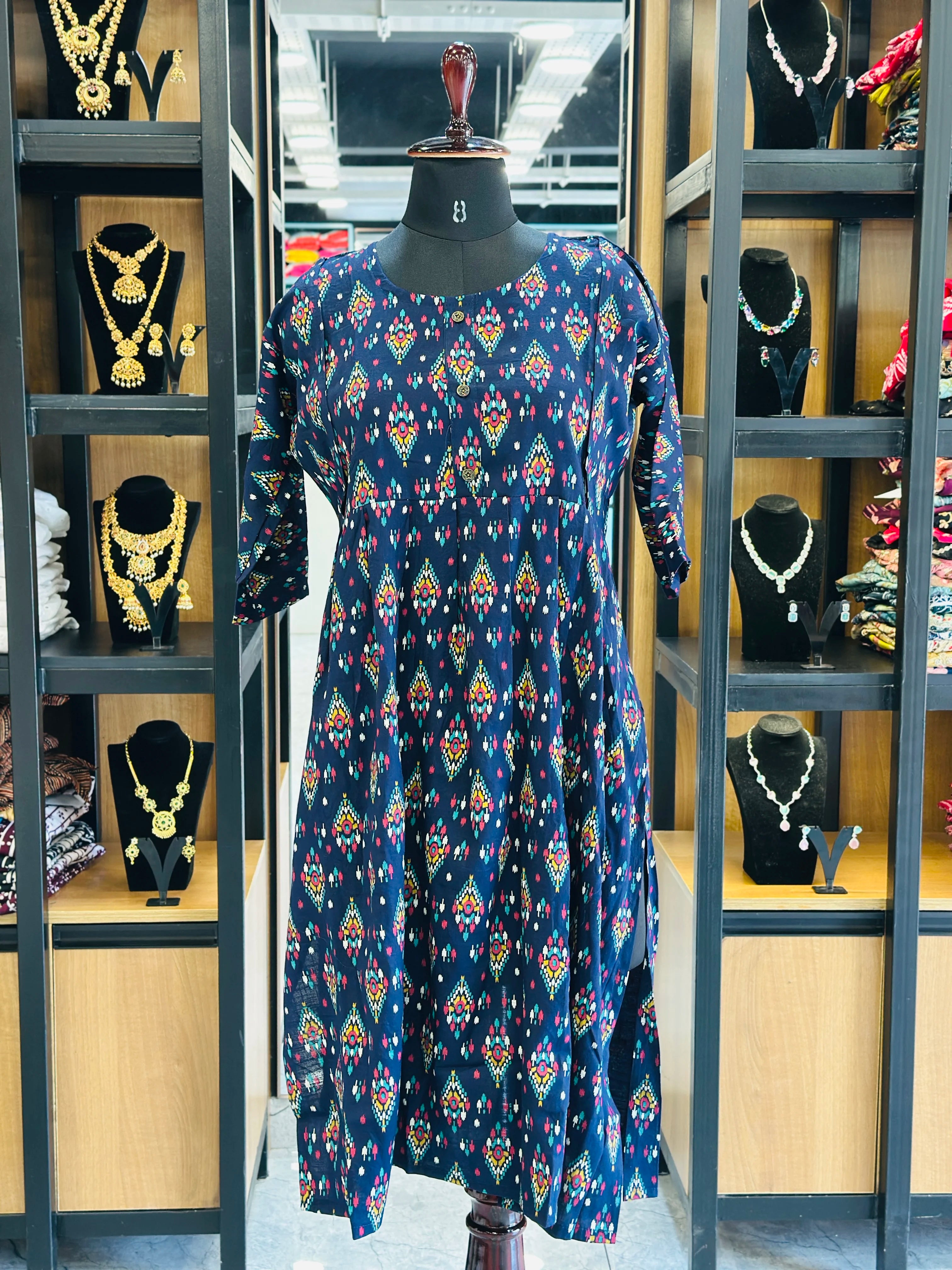 Front Gathered Silted Maternity Kurti | MK-MW-1052