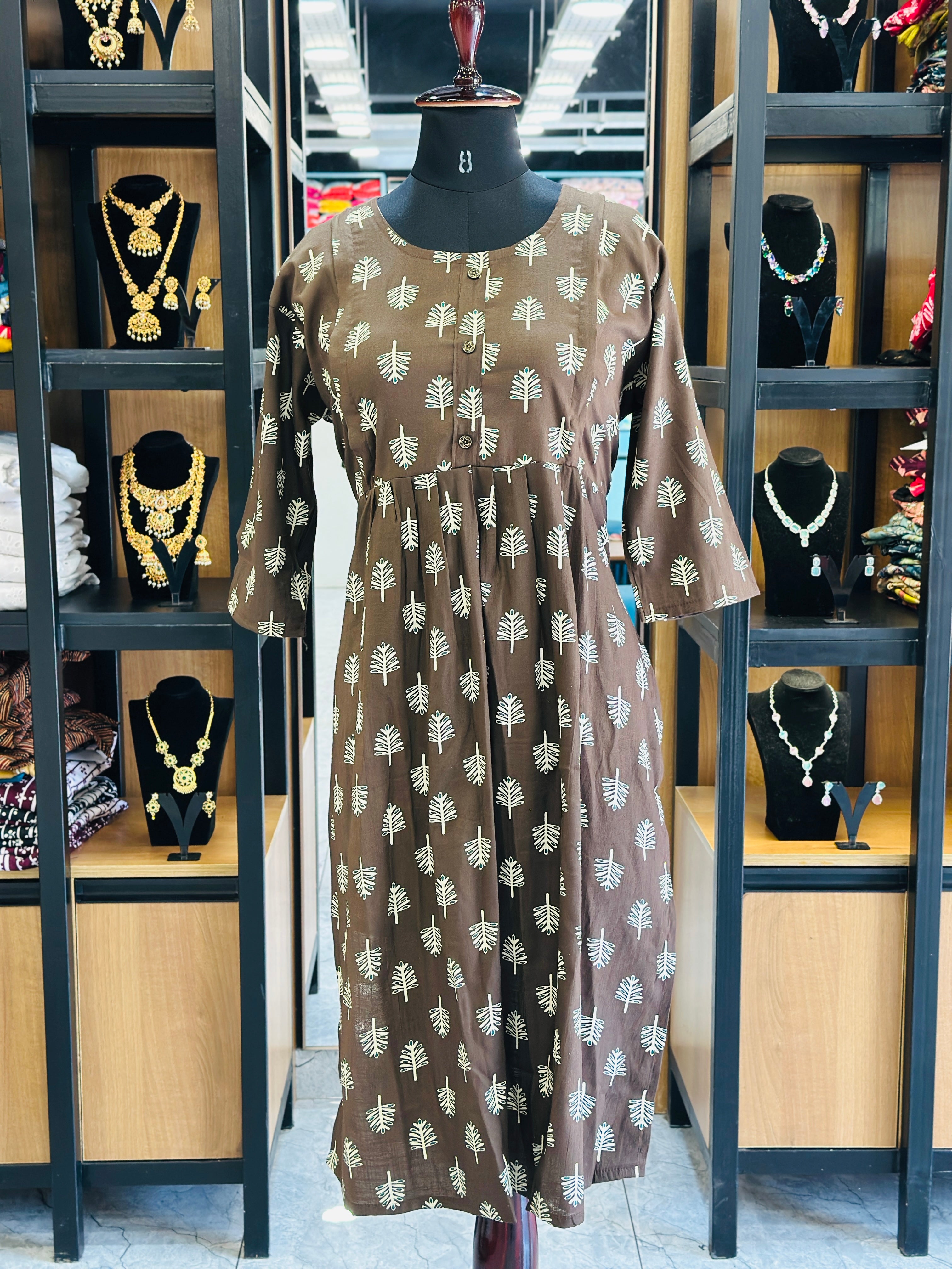 Front Gathered Silted Maternity Kurti | MK-MW-1053