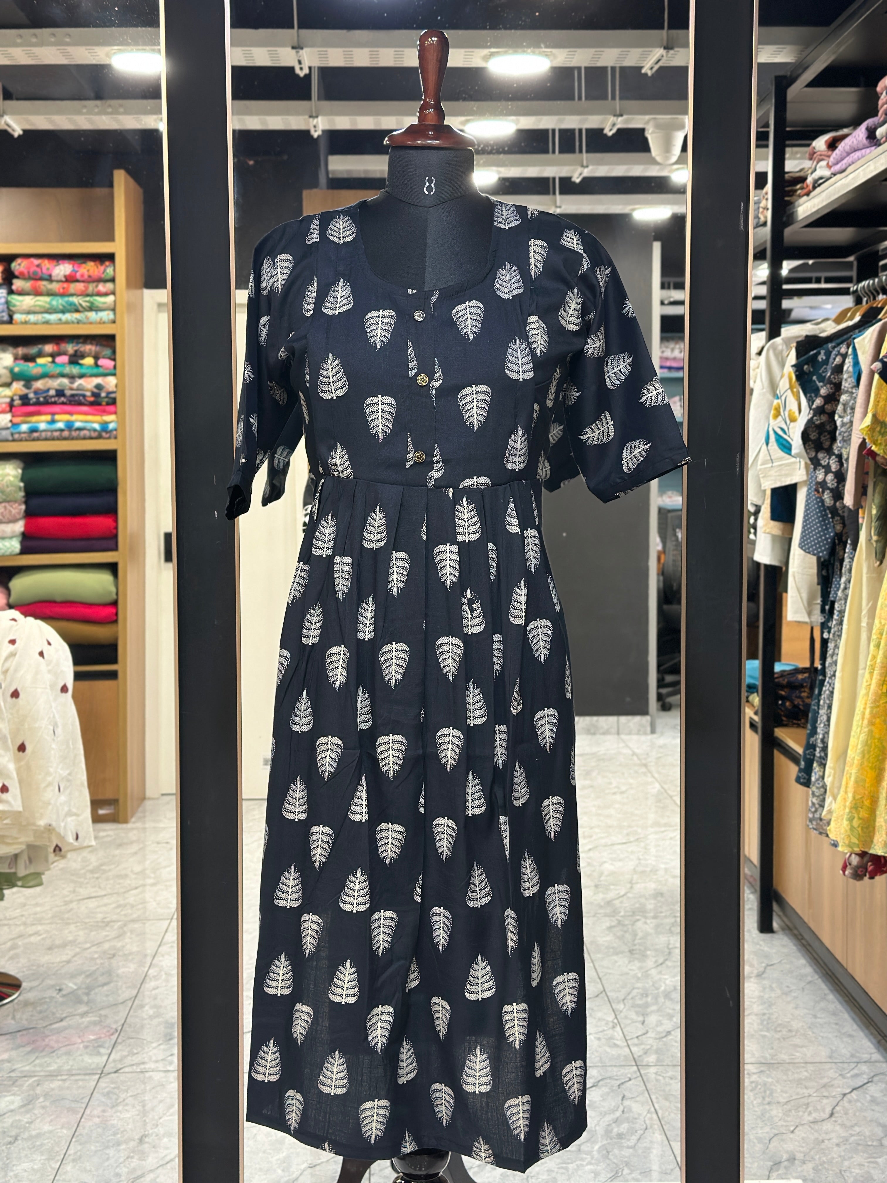 Front Gathered Silted Maternity Kurti | MK-MW-1051