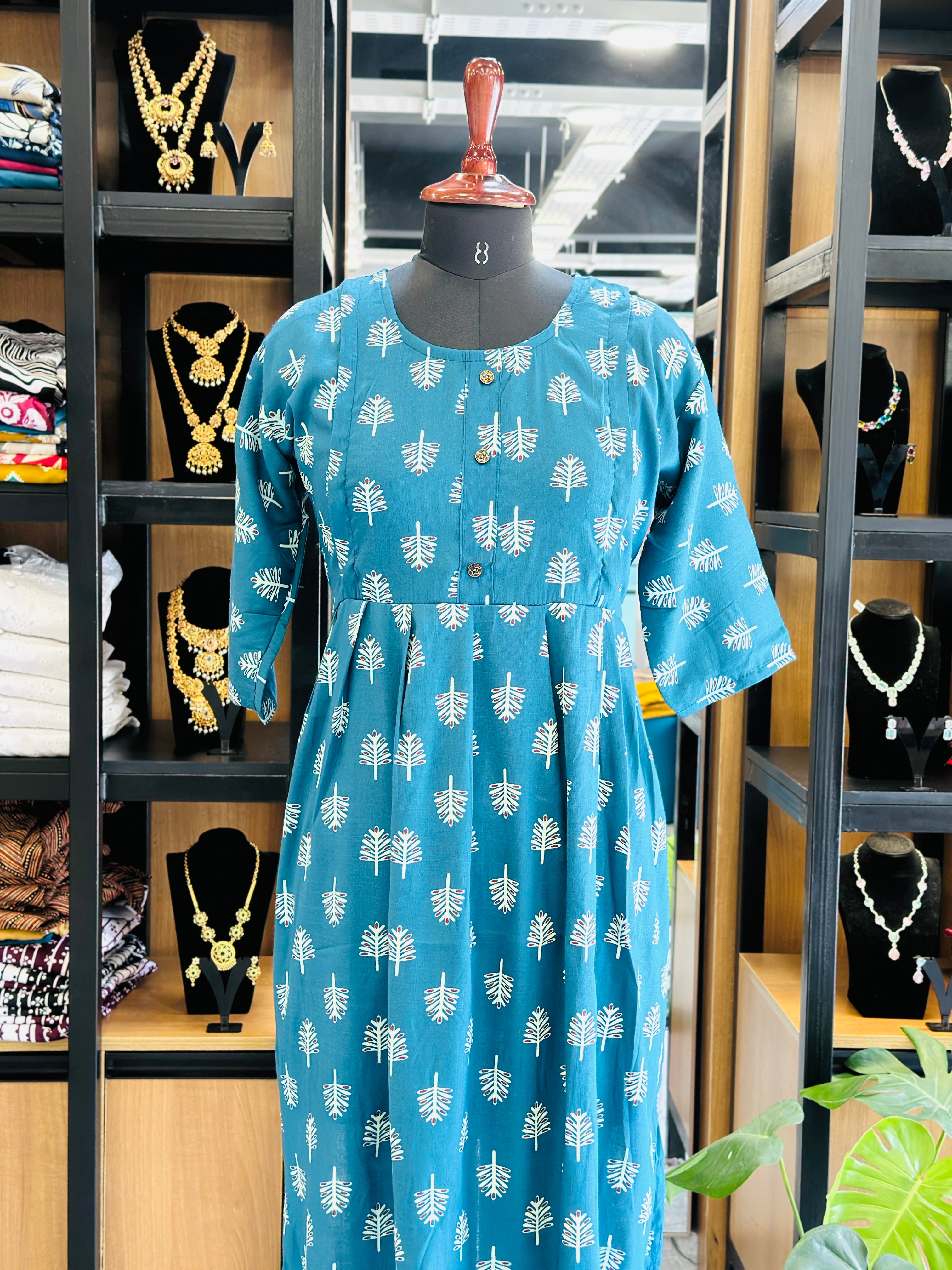 Front Gathered Silted Maternity Kurti | MK-MW-1053