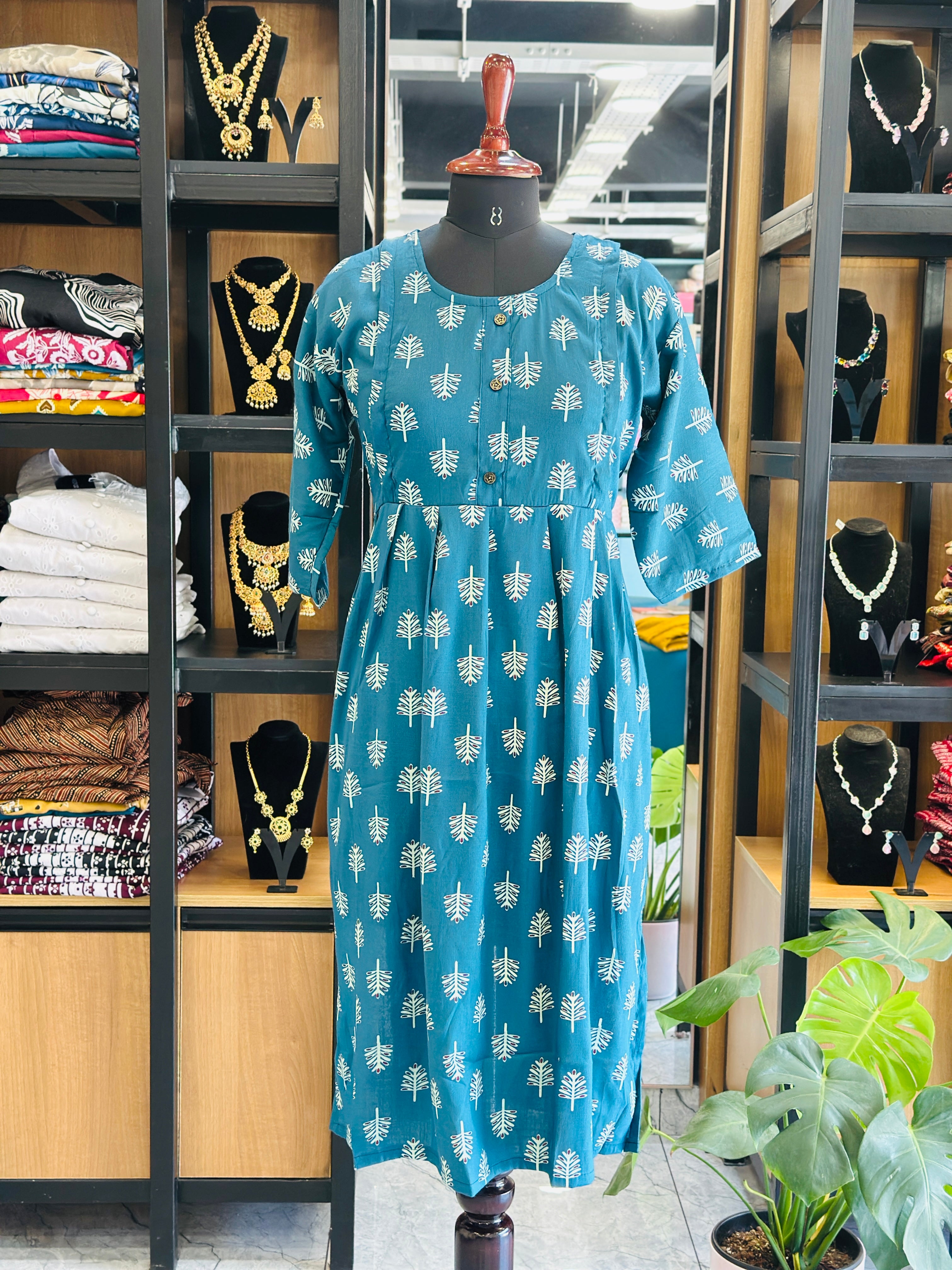 Front Gathered Silted Maternity Kurti | MK-MW-1053