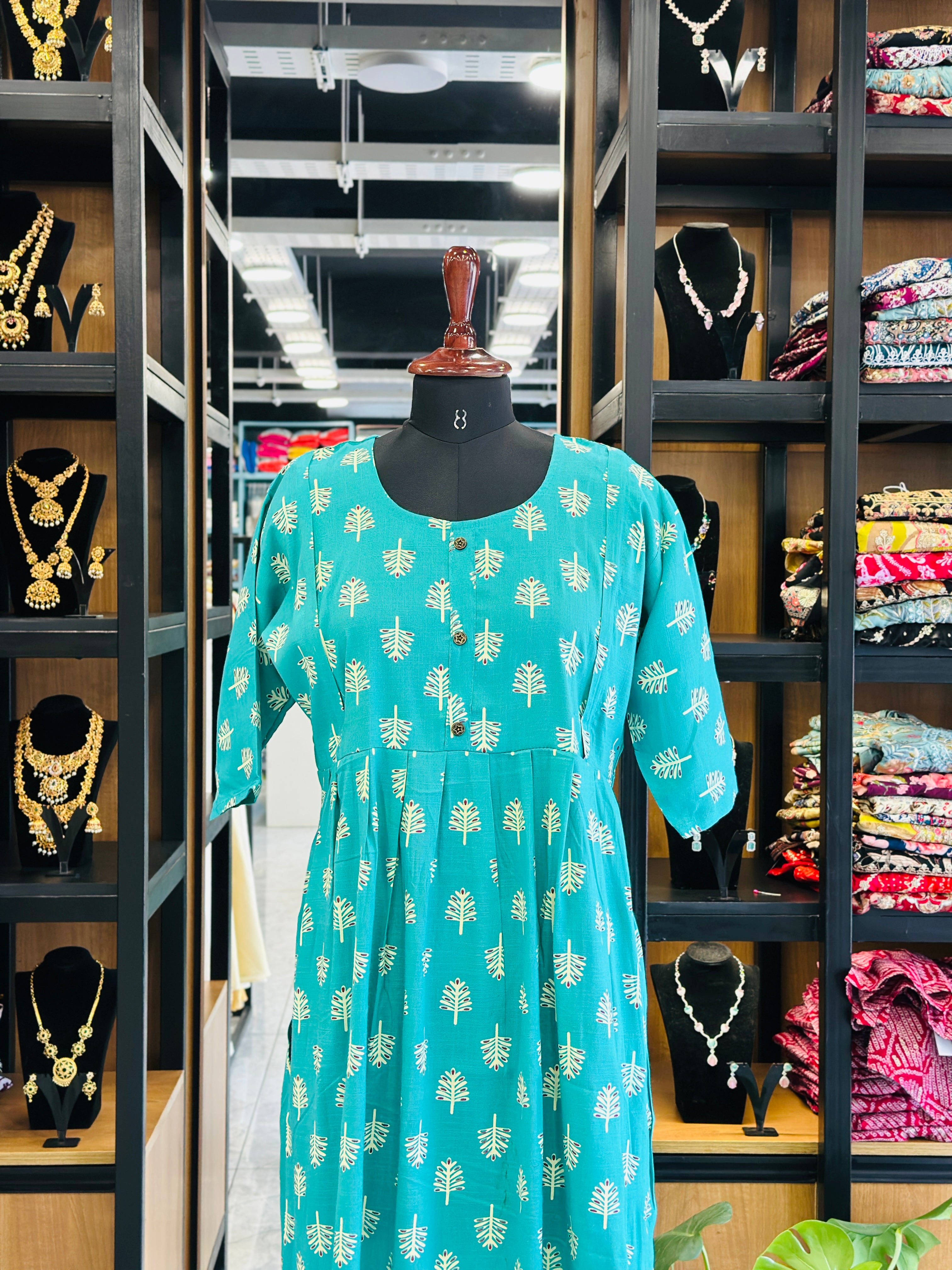 Front Gathered Silted Maternity Kurti | MK-MW-1053