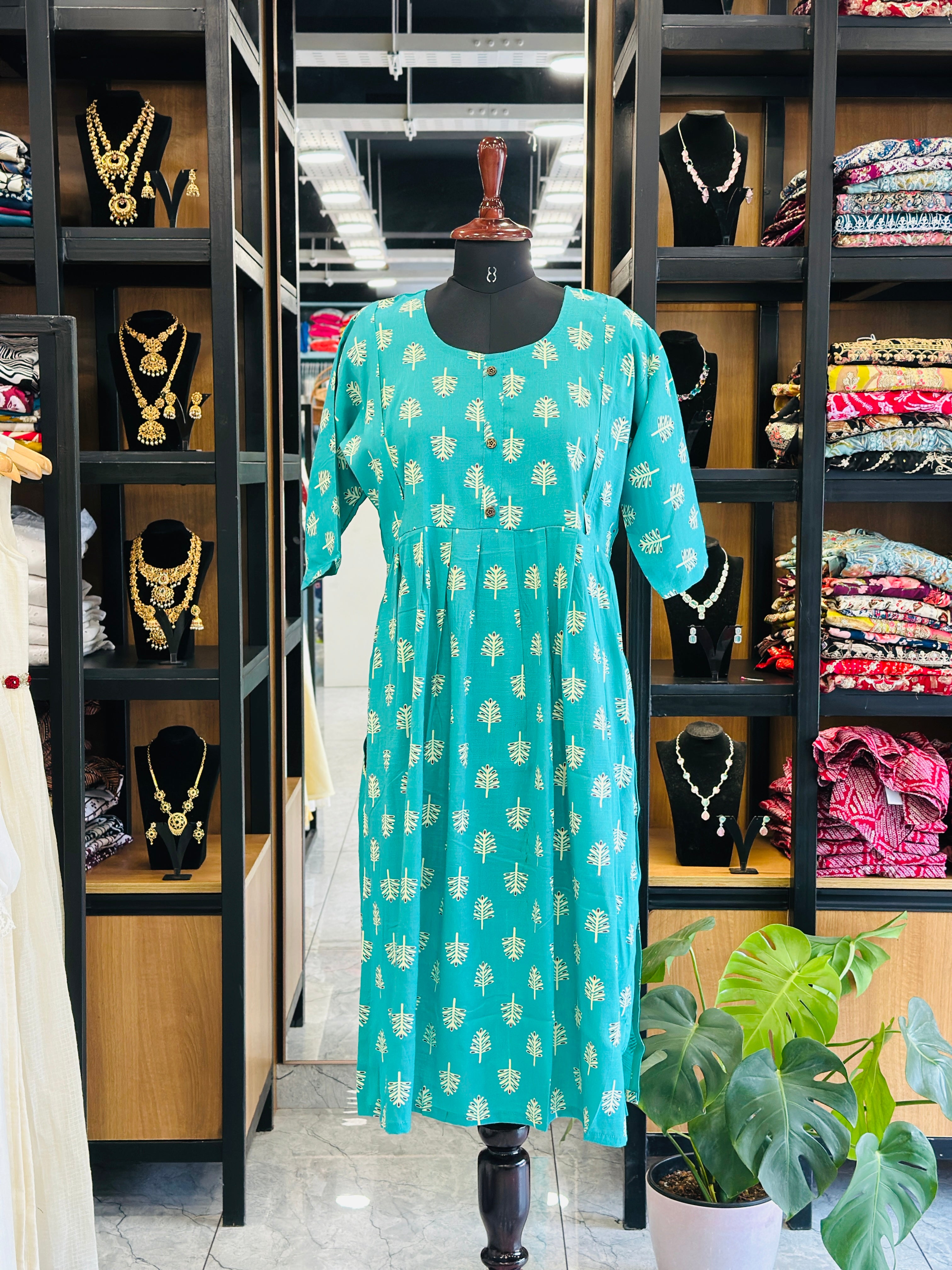 Front Gathered Silted Maternity Kurti | MK-MW-1053