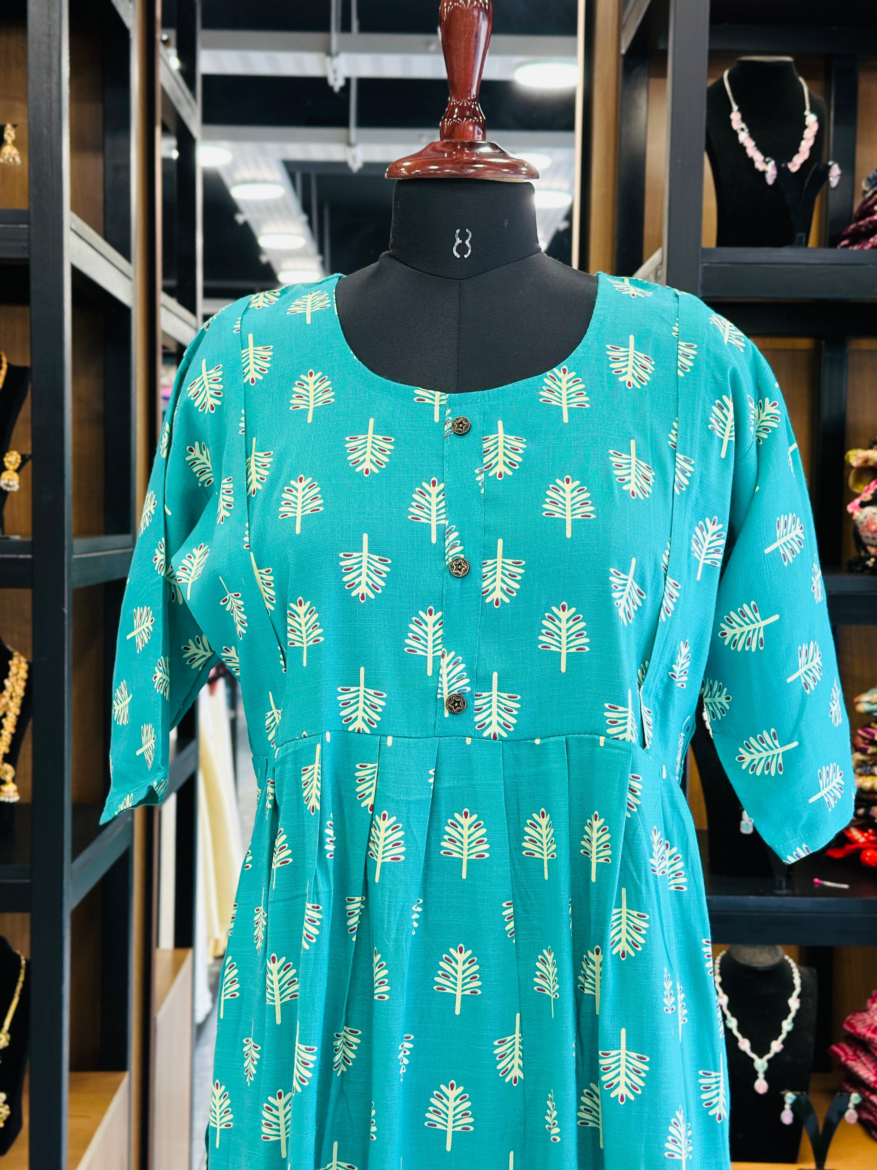 Front Gathered Silted Maternity Kurti | MK-MW-1053