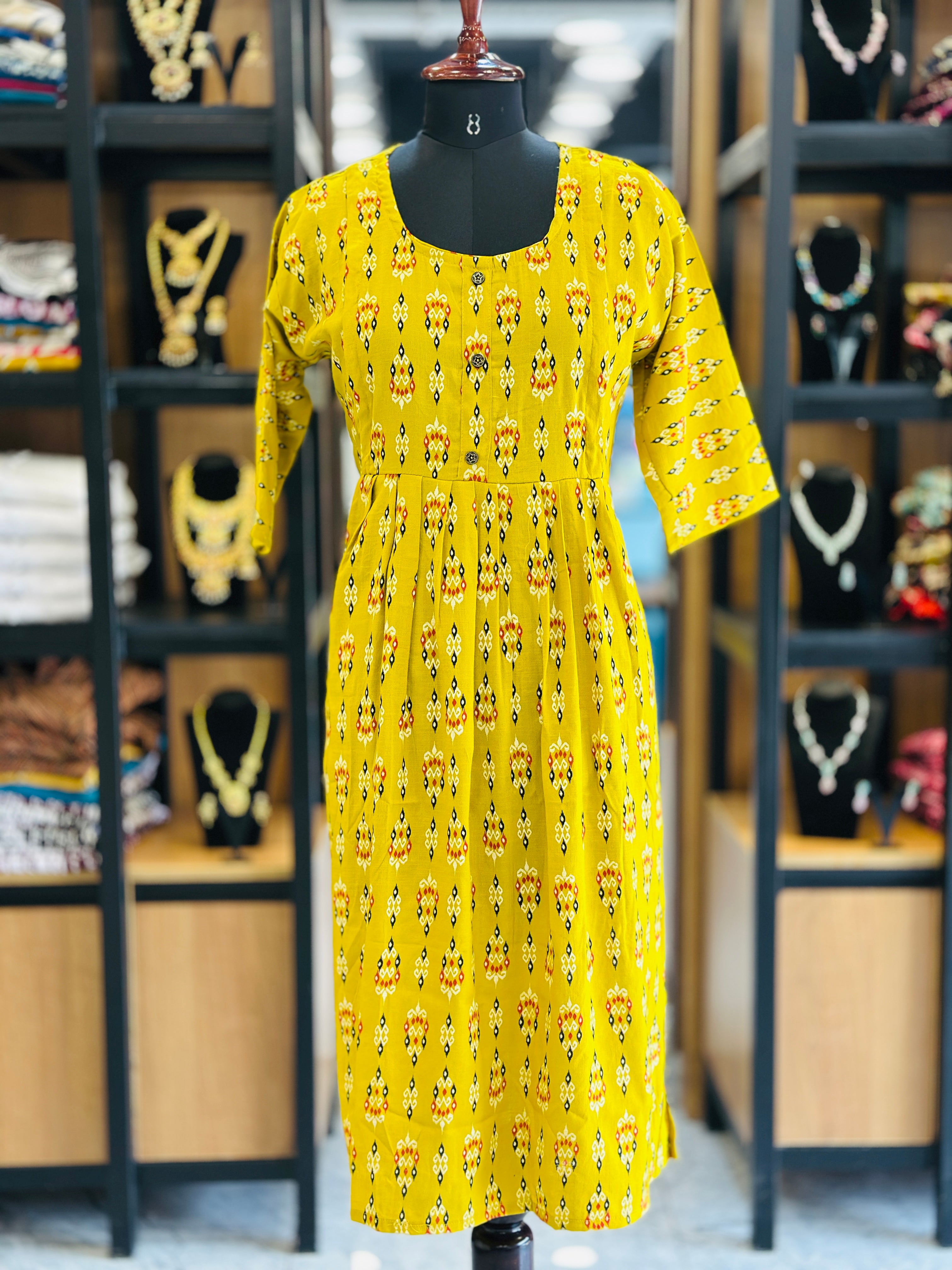 Front Gathered Silted Maternity Kurti | MK-MW-1055