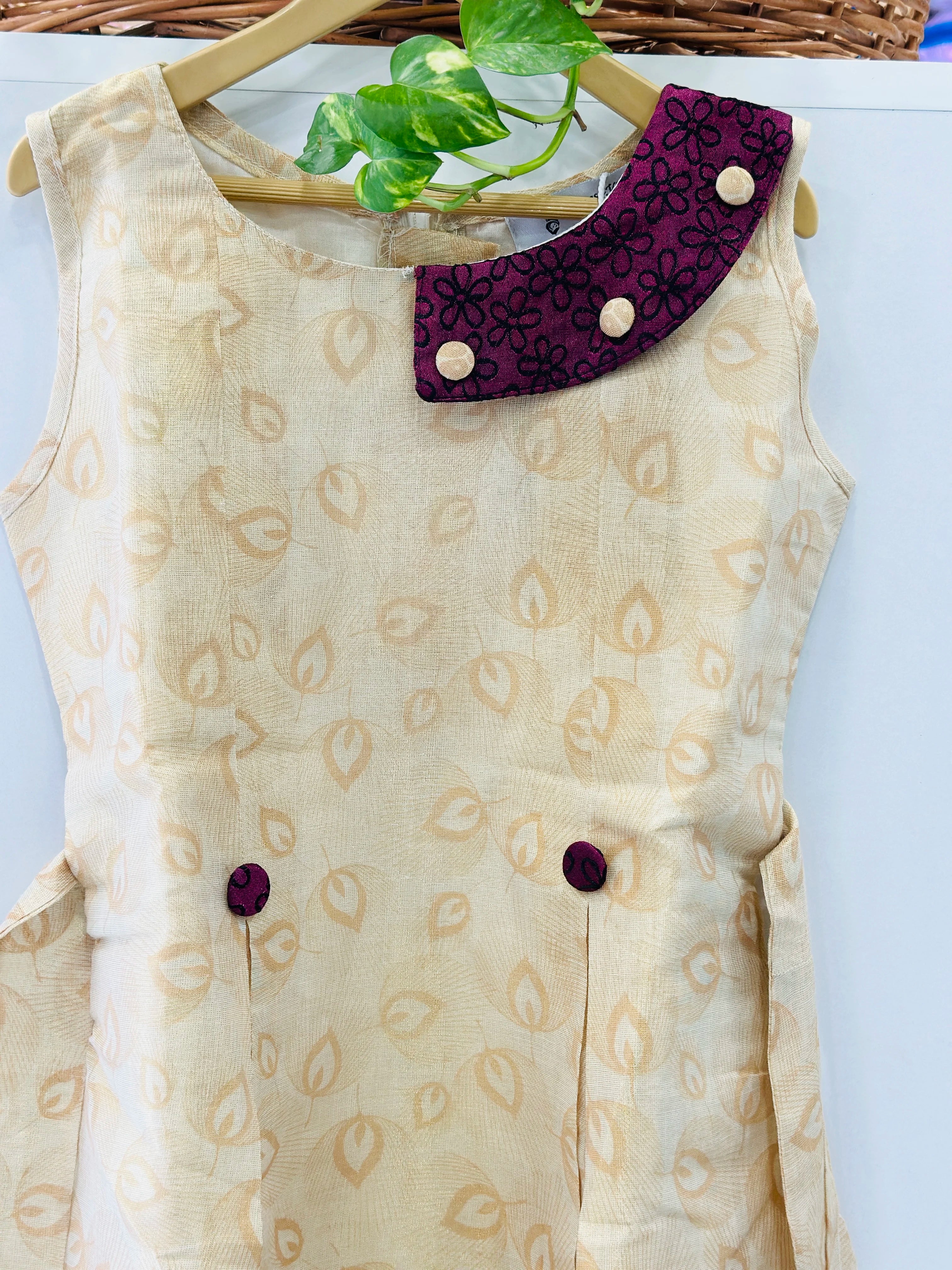 Tissue Frock With Half Perter Pan Collar(7-9 Years) | MK-GW-1004