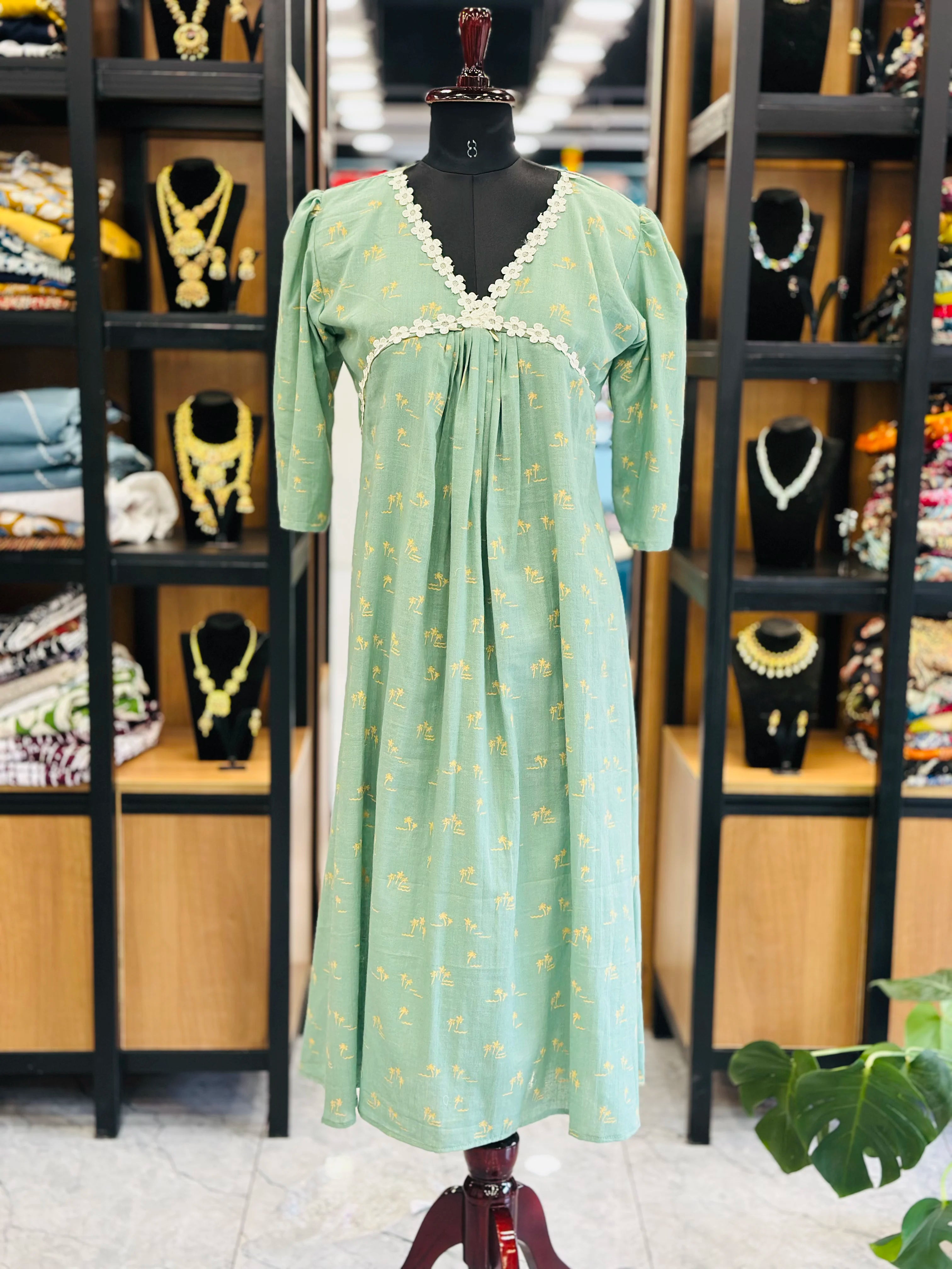 Pale Green Alia Cut Feeding Dress | MK-MW-1057