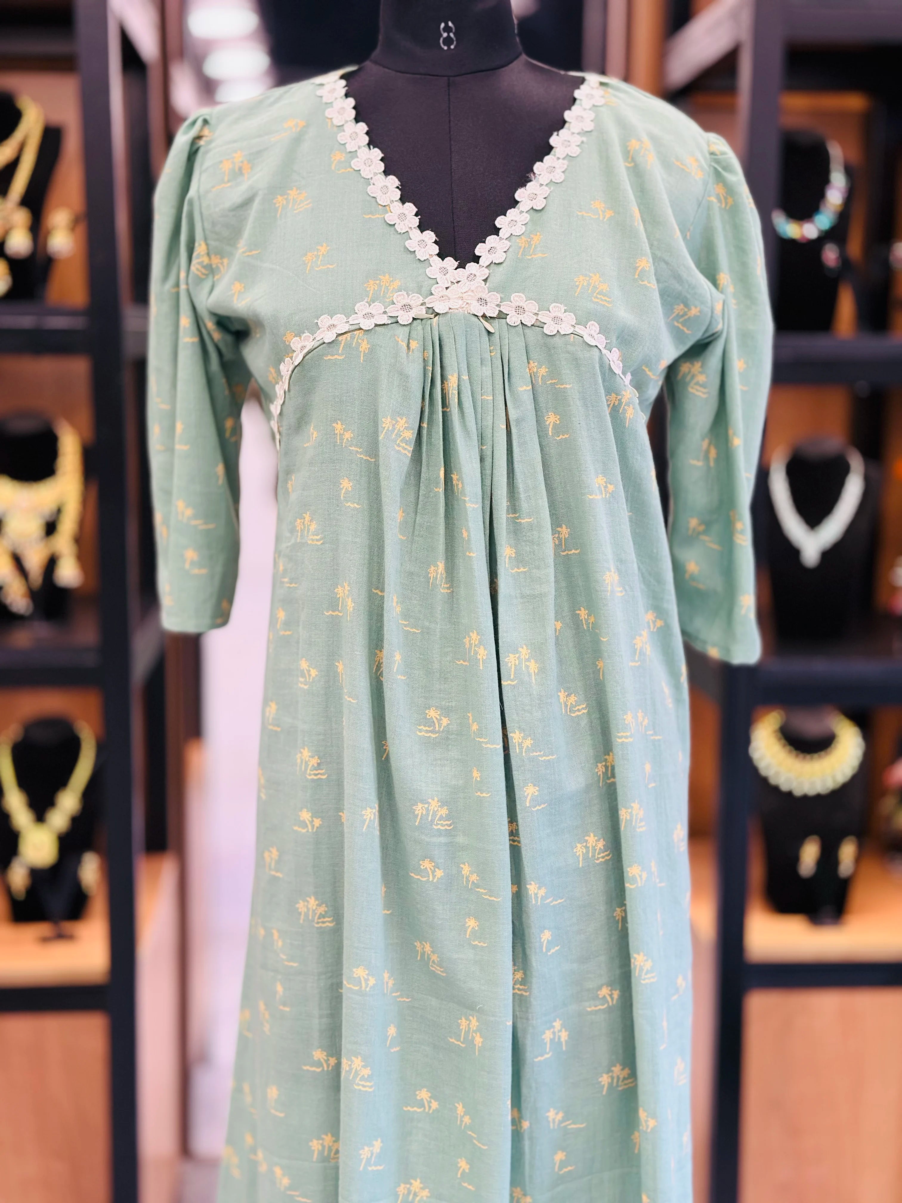 Pale Green Alia Cut Feeding Dress | MK-MW-1057