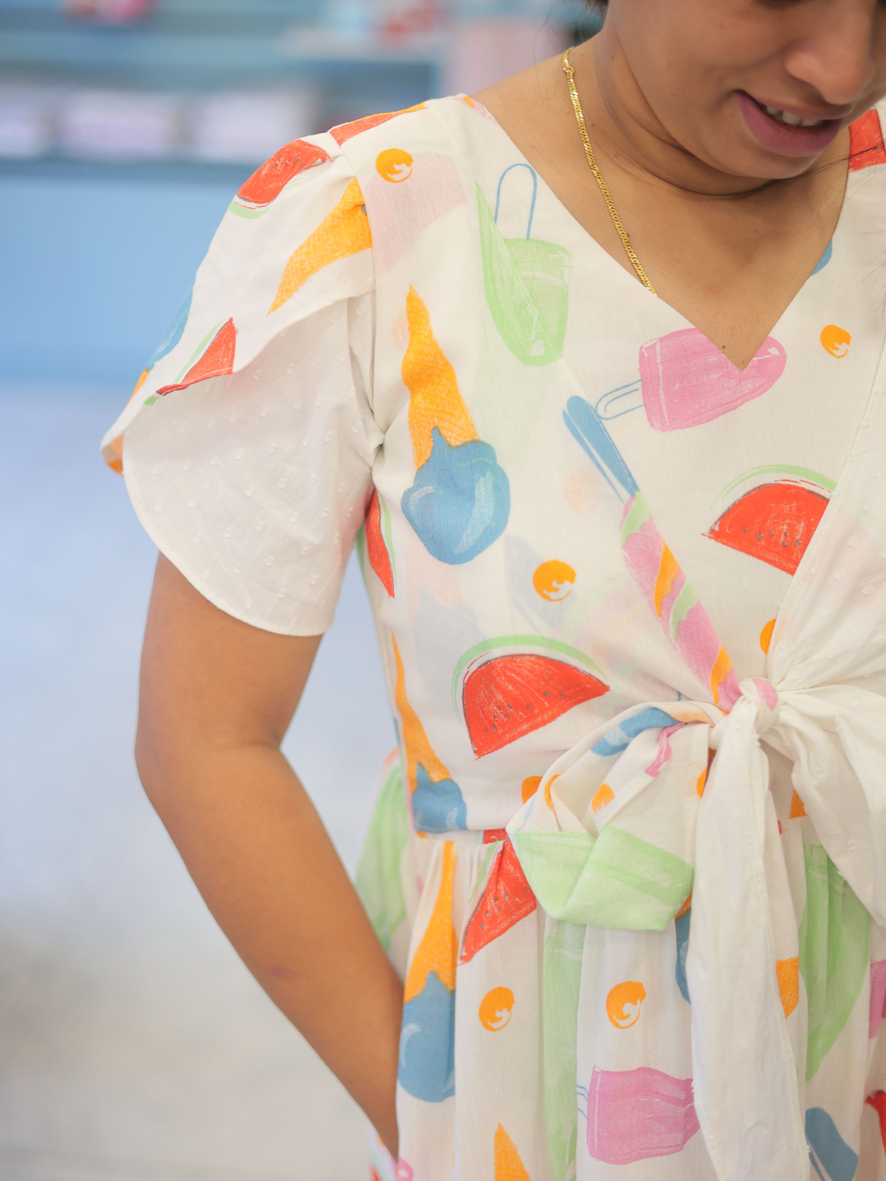 CANDY POP MATERNITY FEEDING DRESS WITH ATTACHED OVERCOAT| Designer Maternity Wear| Feeding Friendly Dress| Comfortable Pregnancy Outfit|MK-MW-1075