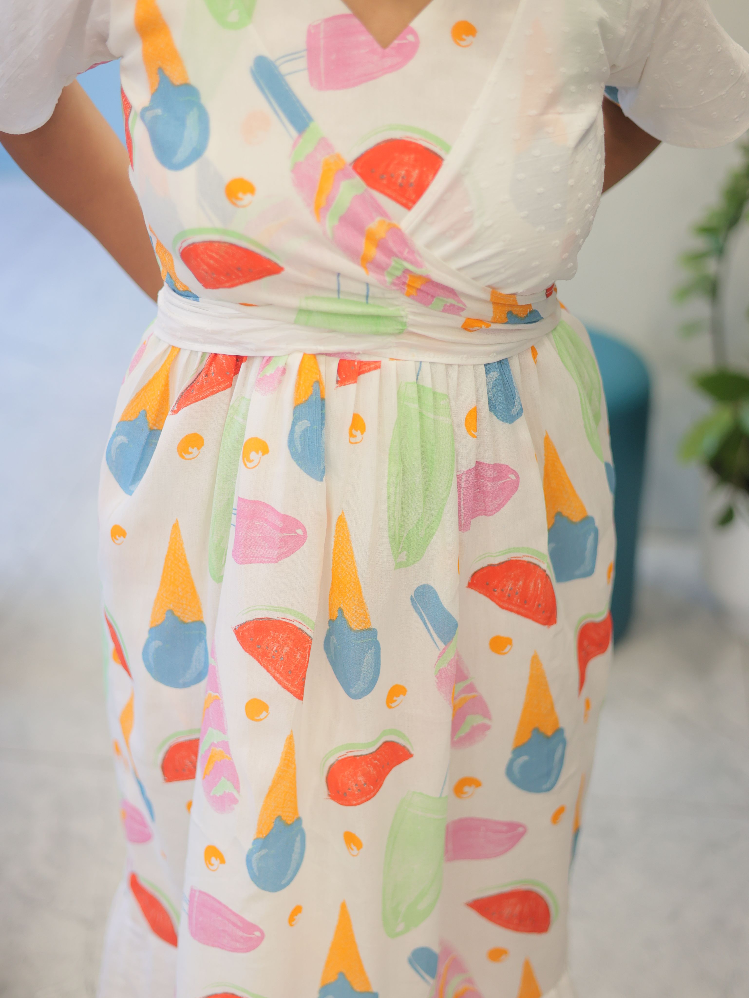 CANDY POP MATERNITY FEEDING DRESS WITH ATTACHED OVERCOAT| Designer Maternity Wear| Feeding Friendly Dress| Comfortable Pregnancy Outfit|MK-MW-1075