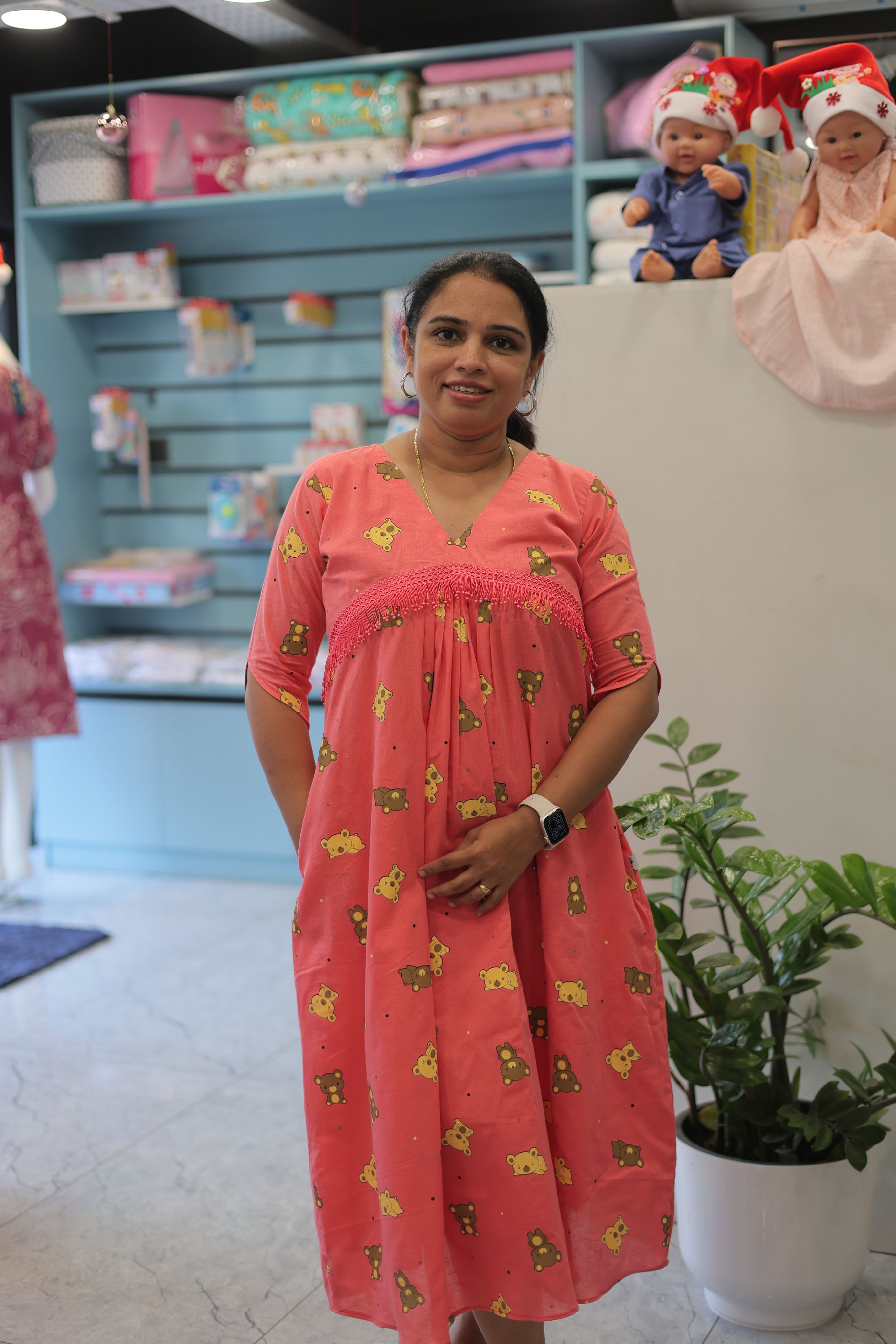 ALIYA CUT PEACH MATERNITY WEAR|Designer Maternity Wear|Feeding Friendly Dress|Comfortable Pregnancy Outfit|MK-MW-1076