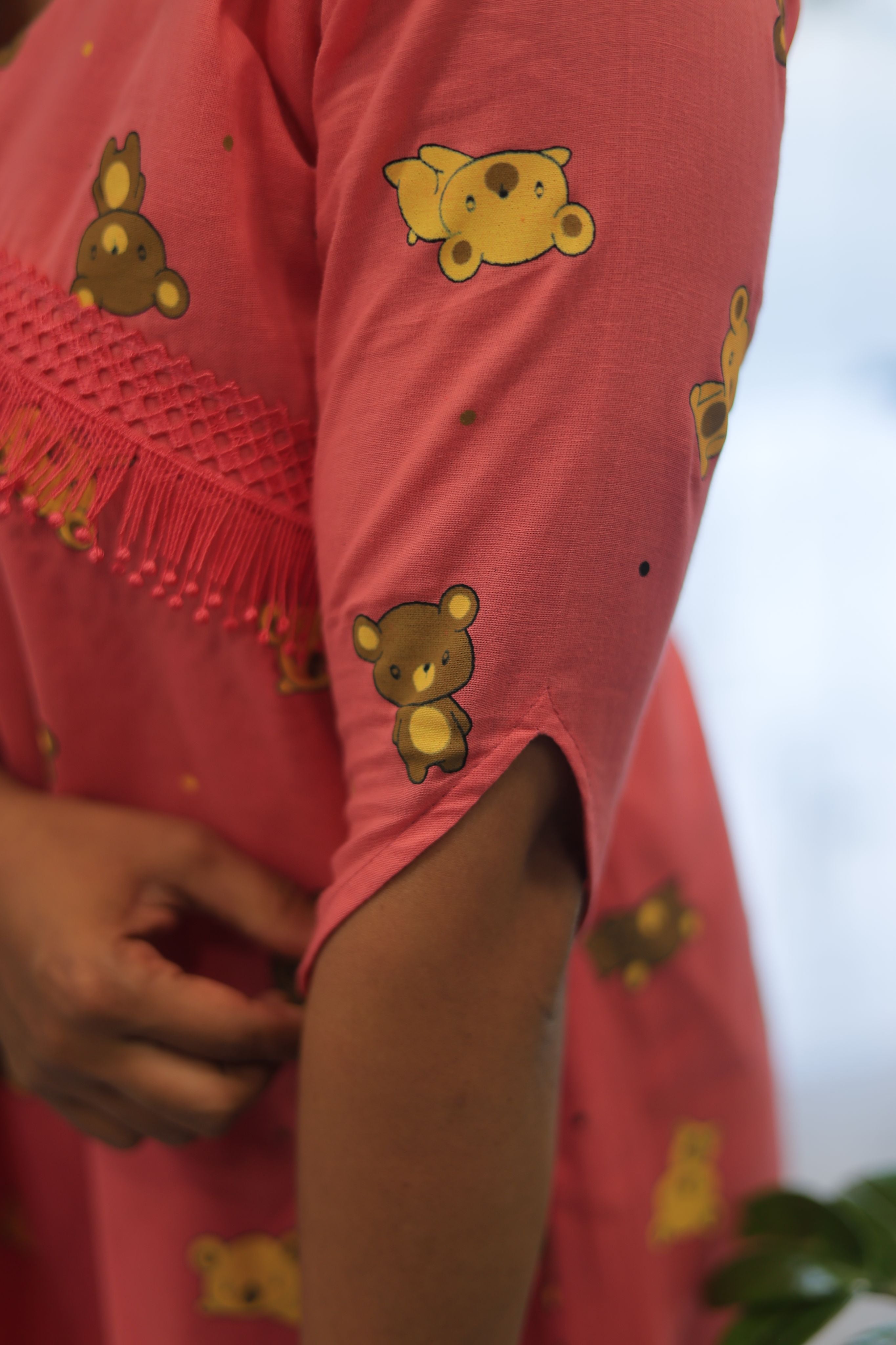 ALIYA CUT PEACH MATERNITY WEAR|Designer Maternity Wear|Feeding Friendly Dress|Comfortable Pregnancy Outfit|MK-MW-1076