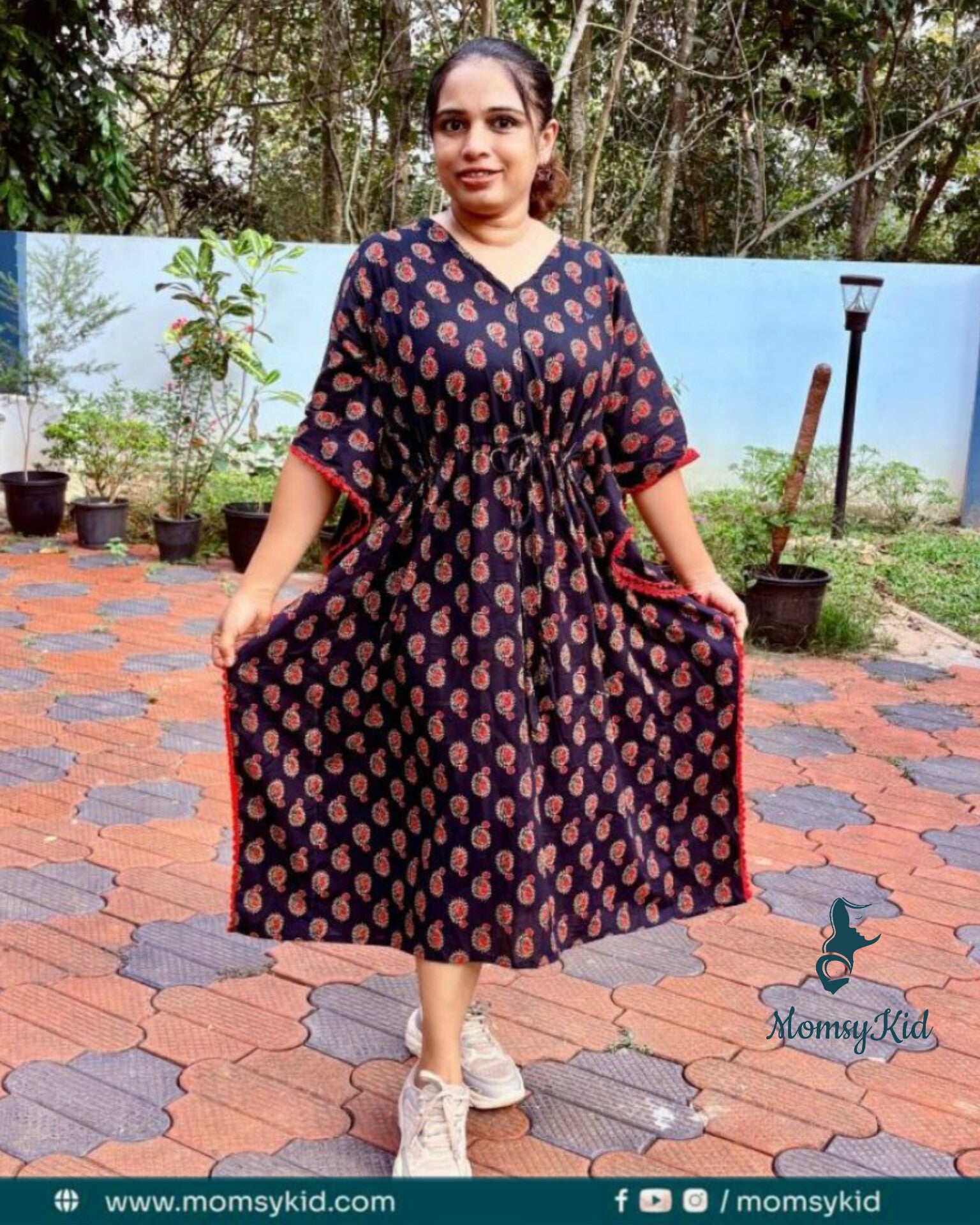Kaftan Cotton Printed Fabric with lace