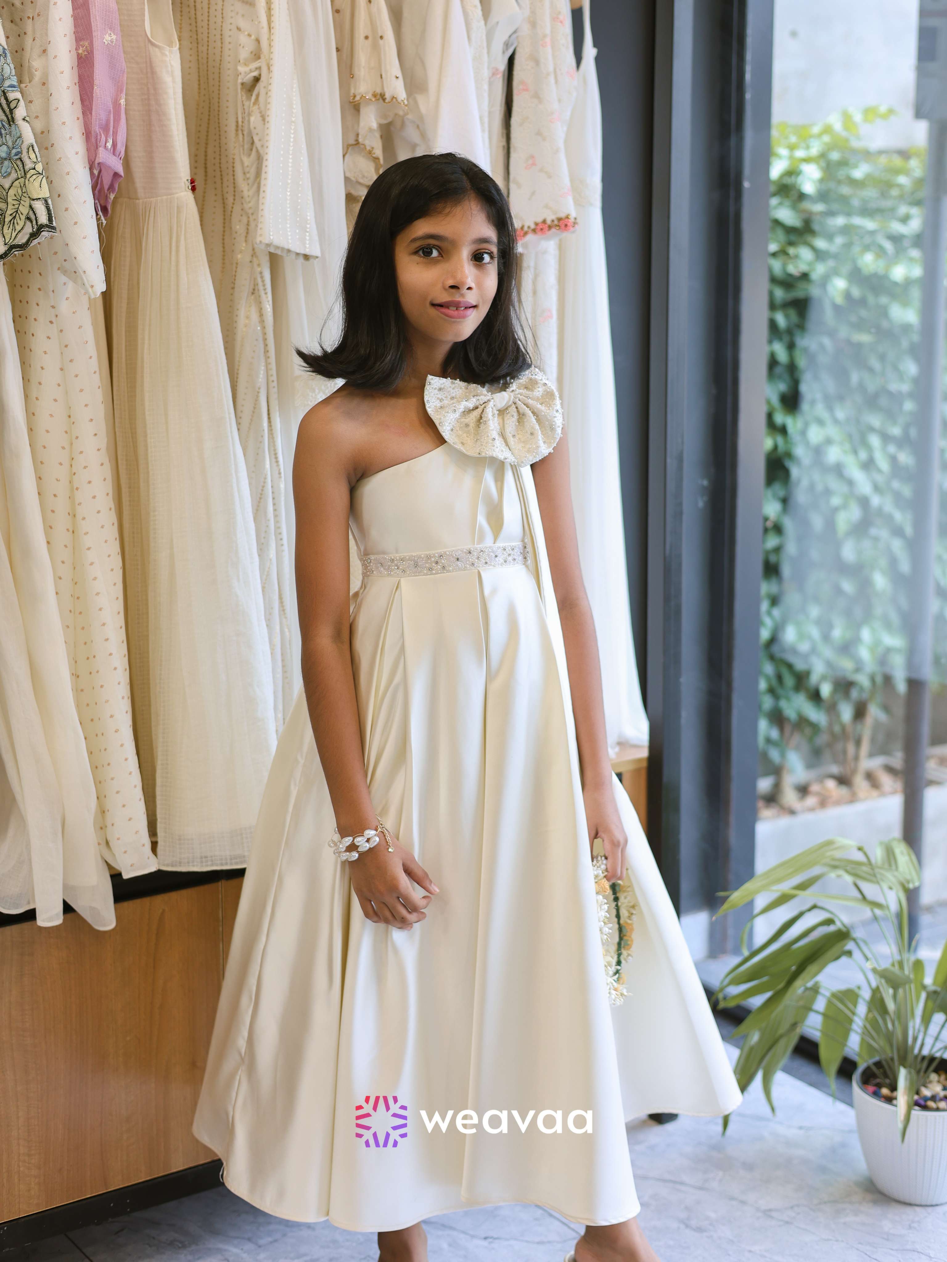 IVORYBLOOM ONE SHOULDER PARTY WEAR DRESS | MK-GW-1063