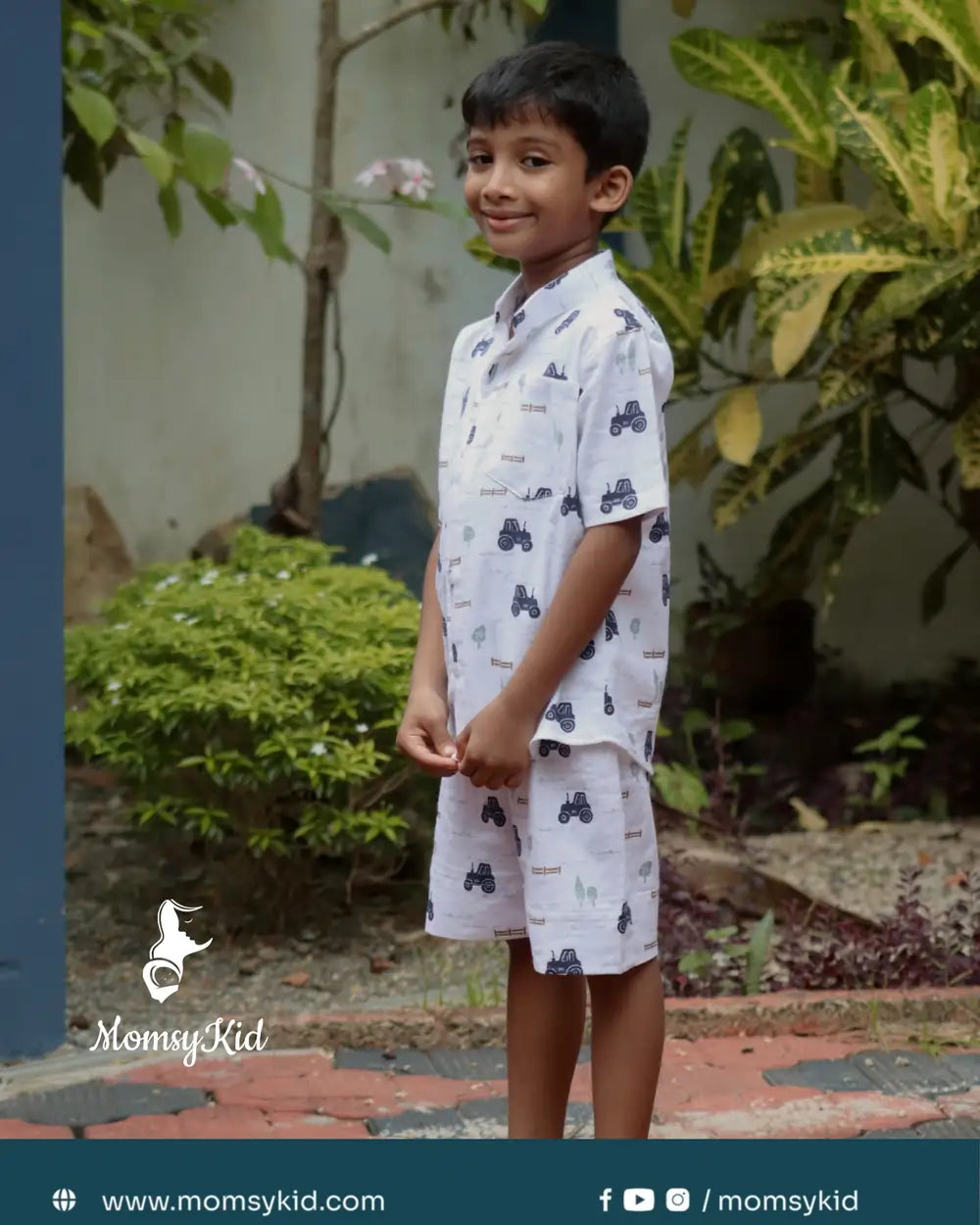 Farmyard fiesta - Tractor print cotton Cord set for boys