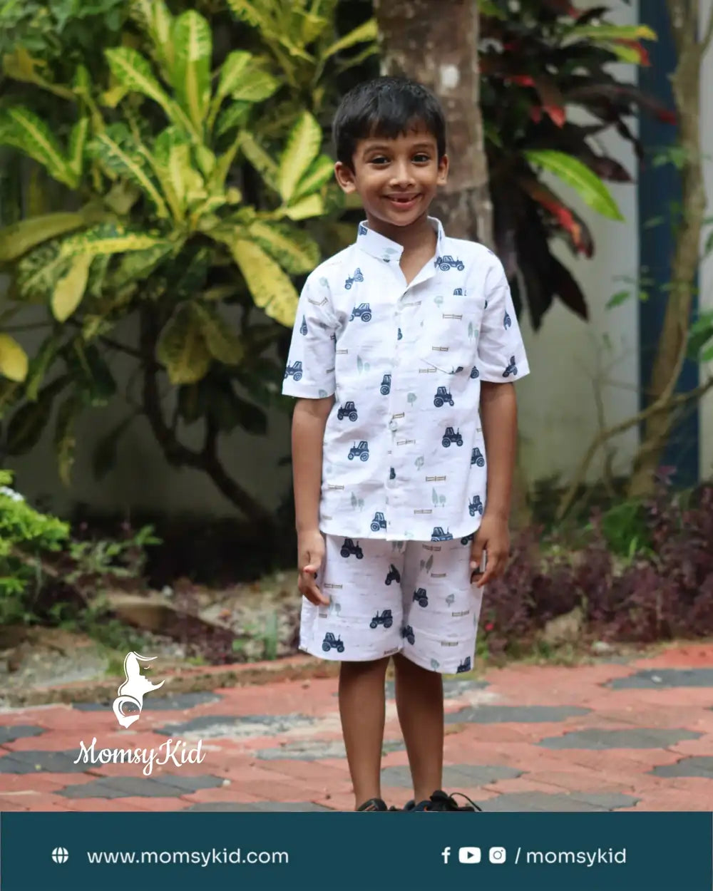 Farmyard fiesta - Tractor print cotton Cord set for boys