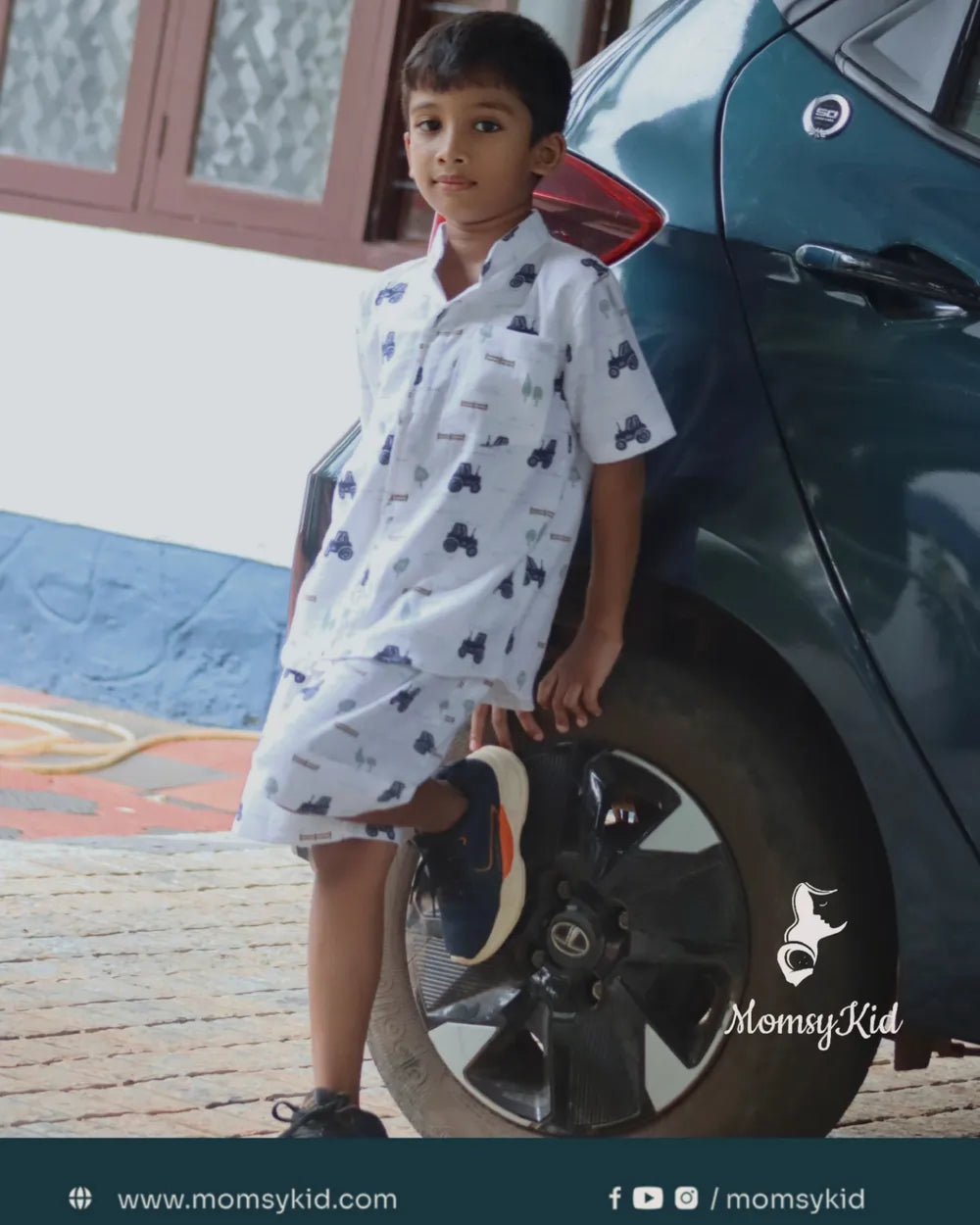 Farmyard fiesta - Tractor print cotton Cord set for boys