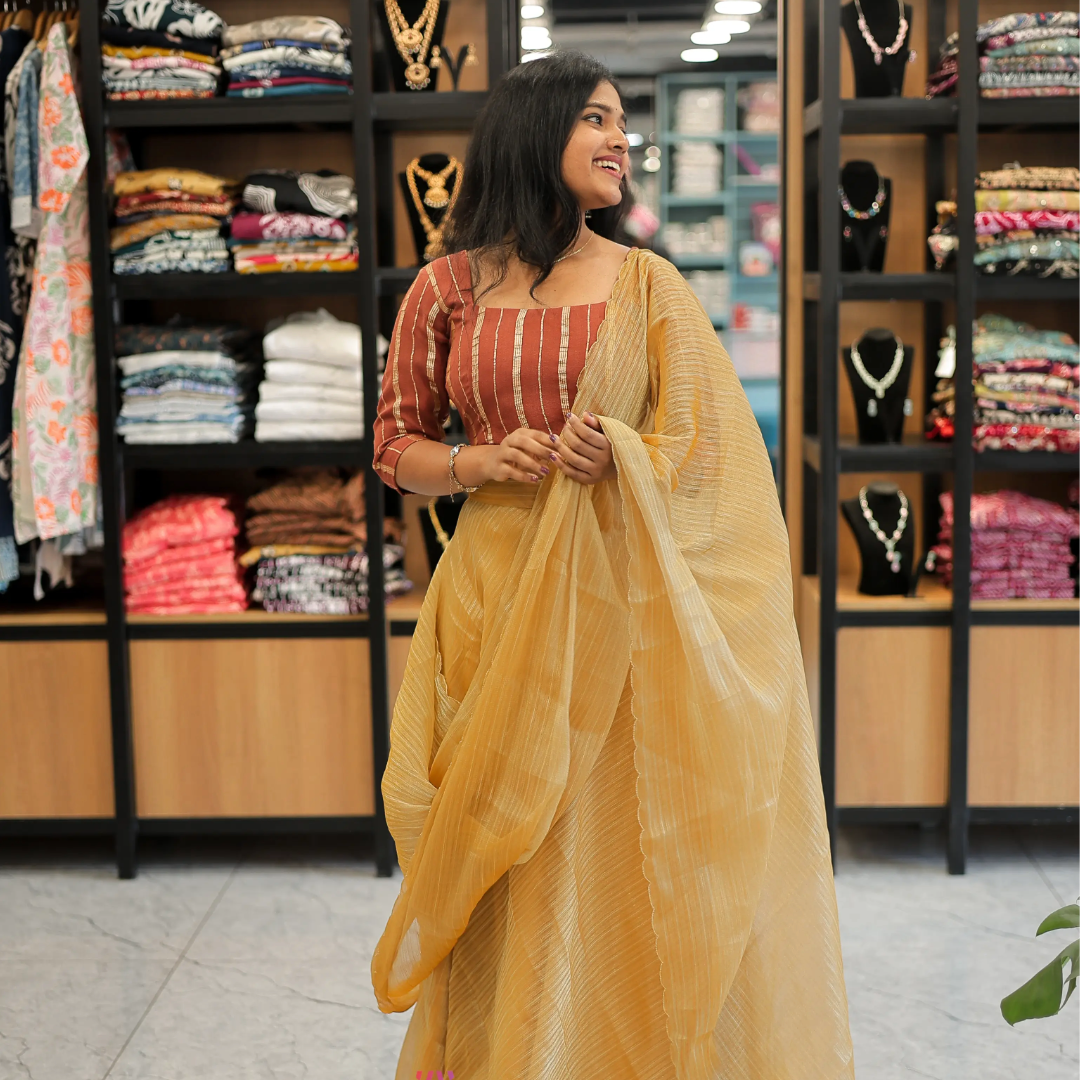 Dhavani Set Golden Yellow
