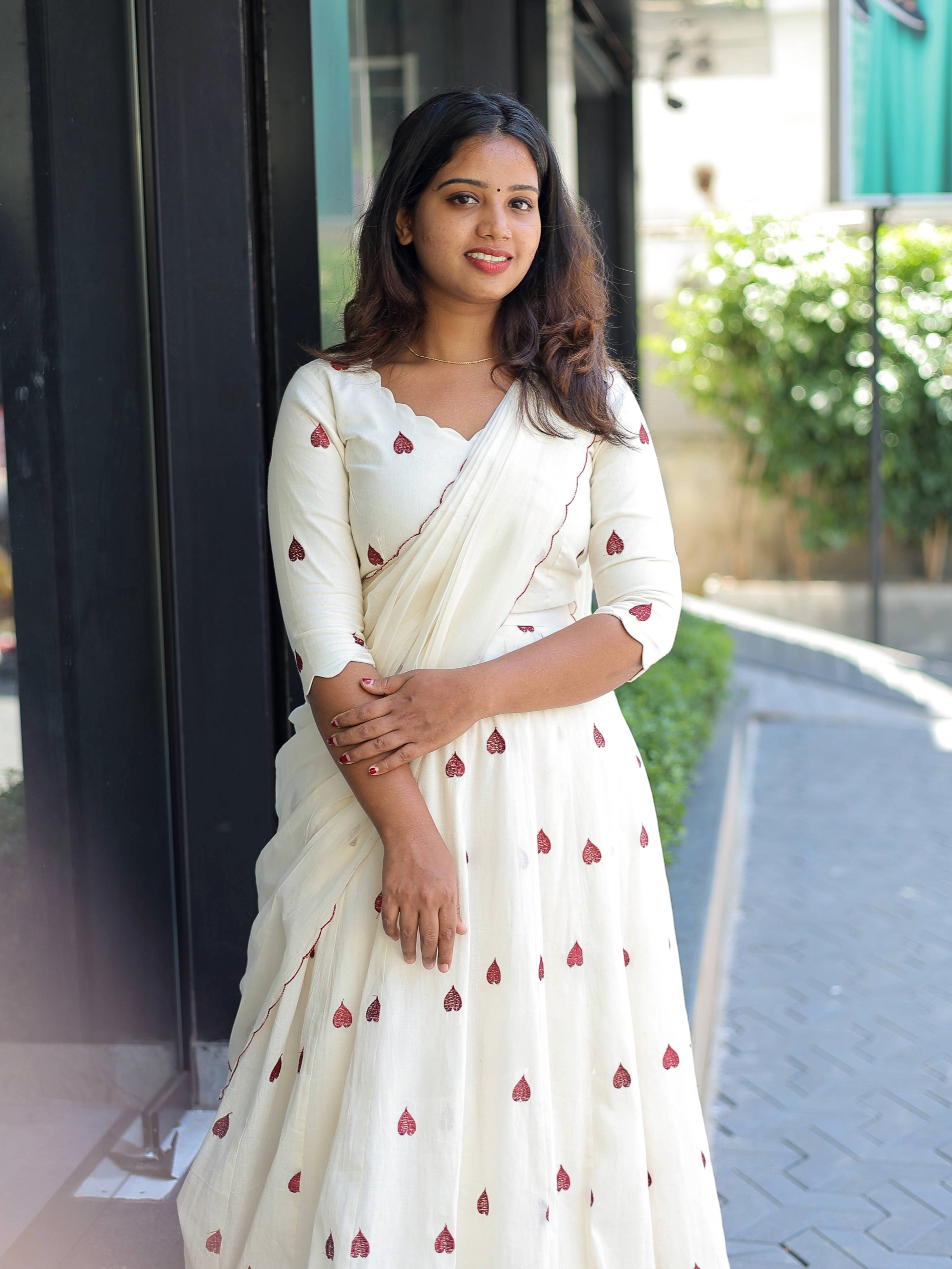 Dhavani Set Cotton With Embroidery Work
