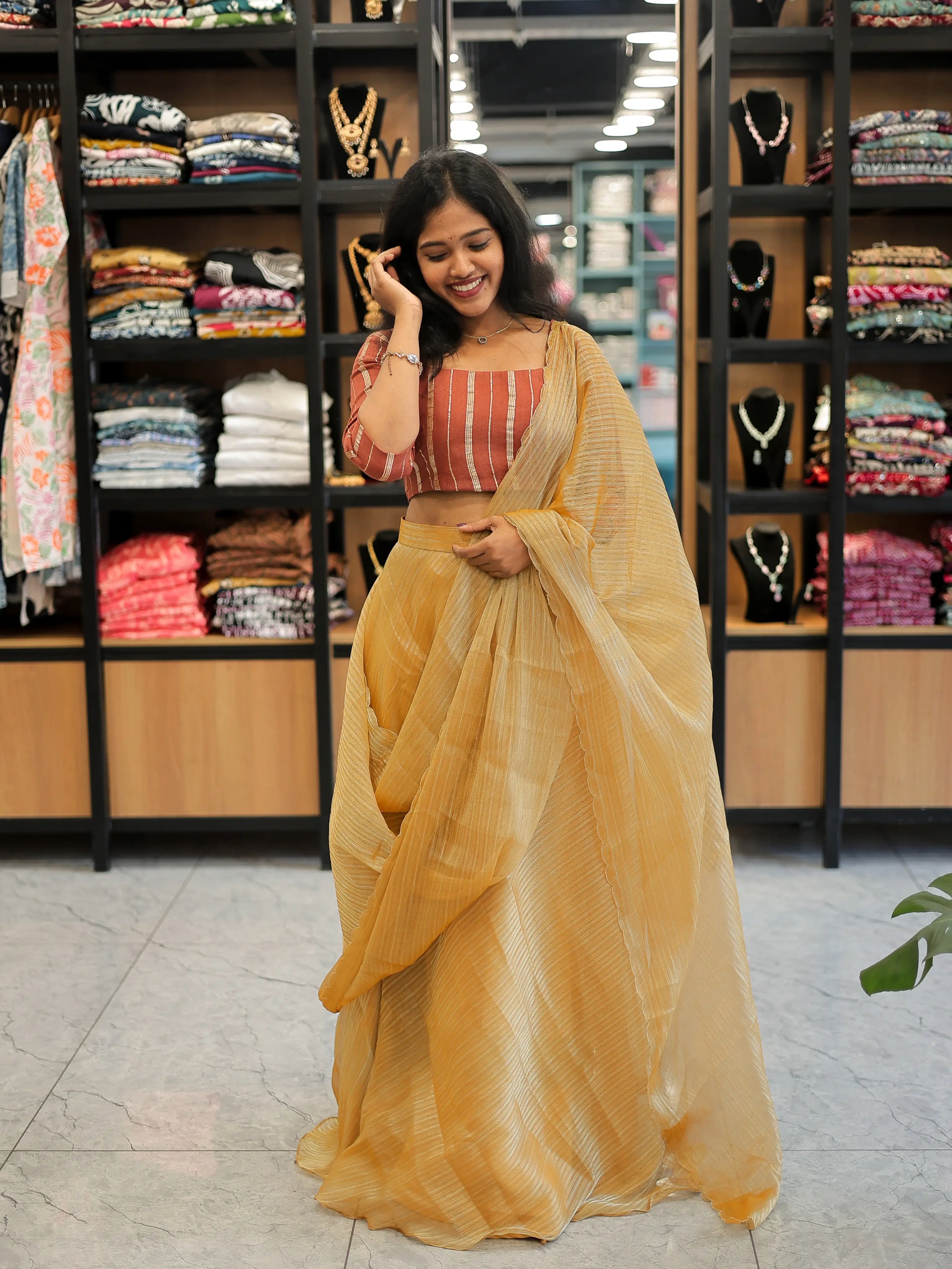 Dhavani Set Golden Yellow