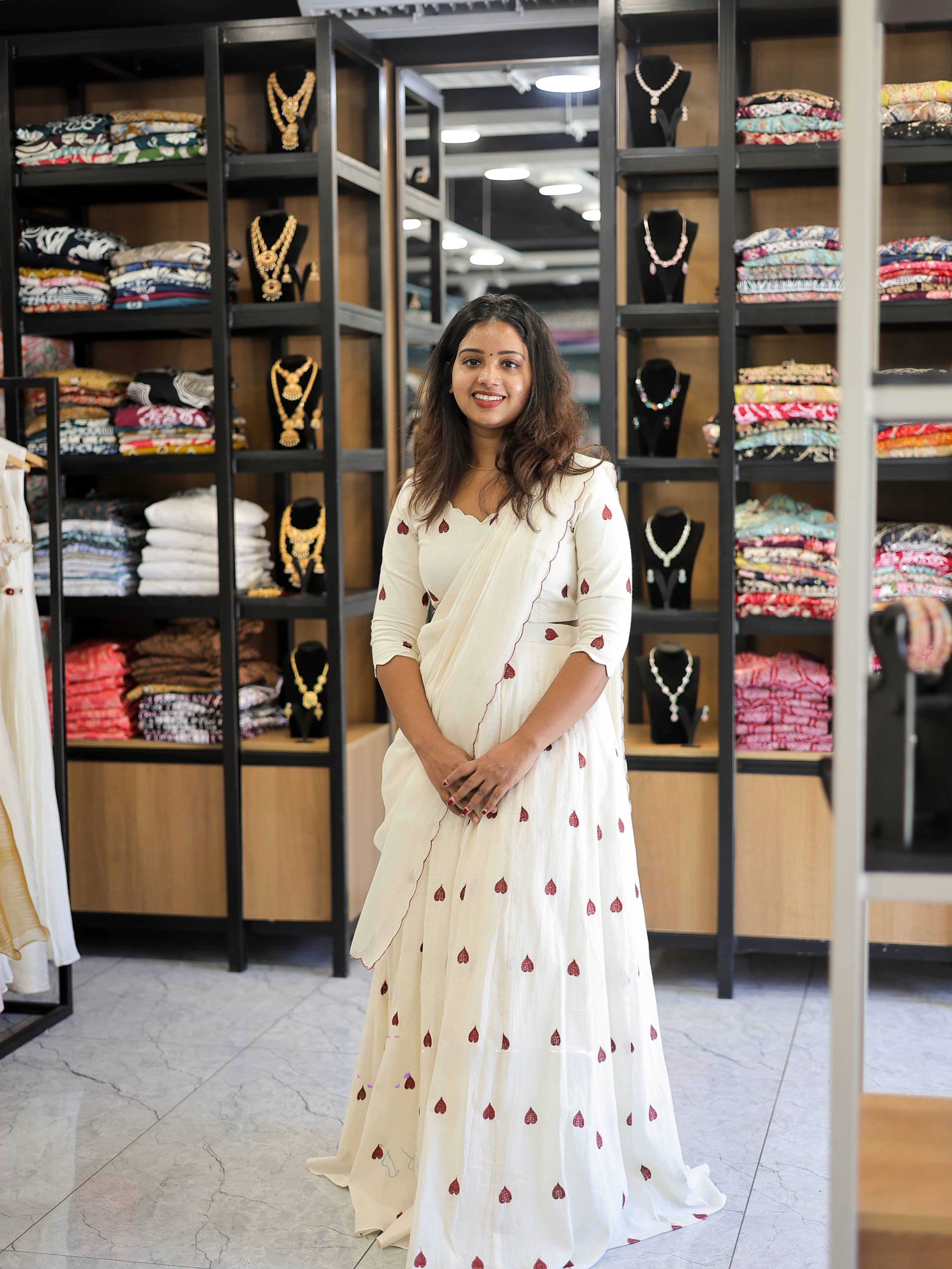 Dhavani Set Cotton With Embroidery Work